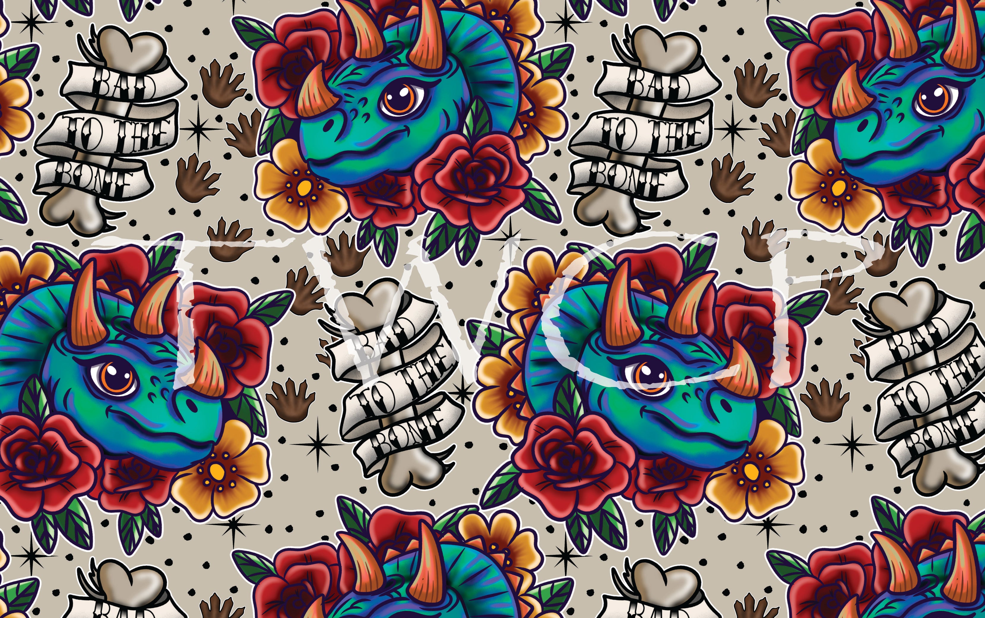 Illuminated Ink Digitals - Tattoo Triceratops Light