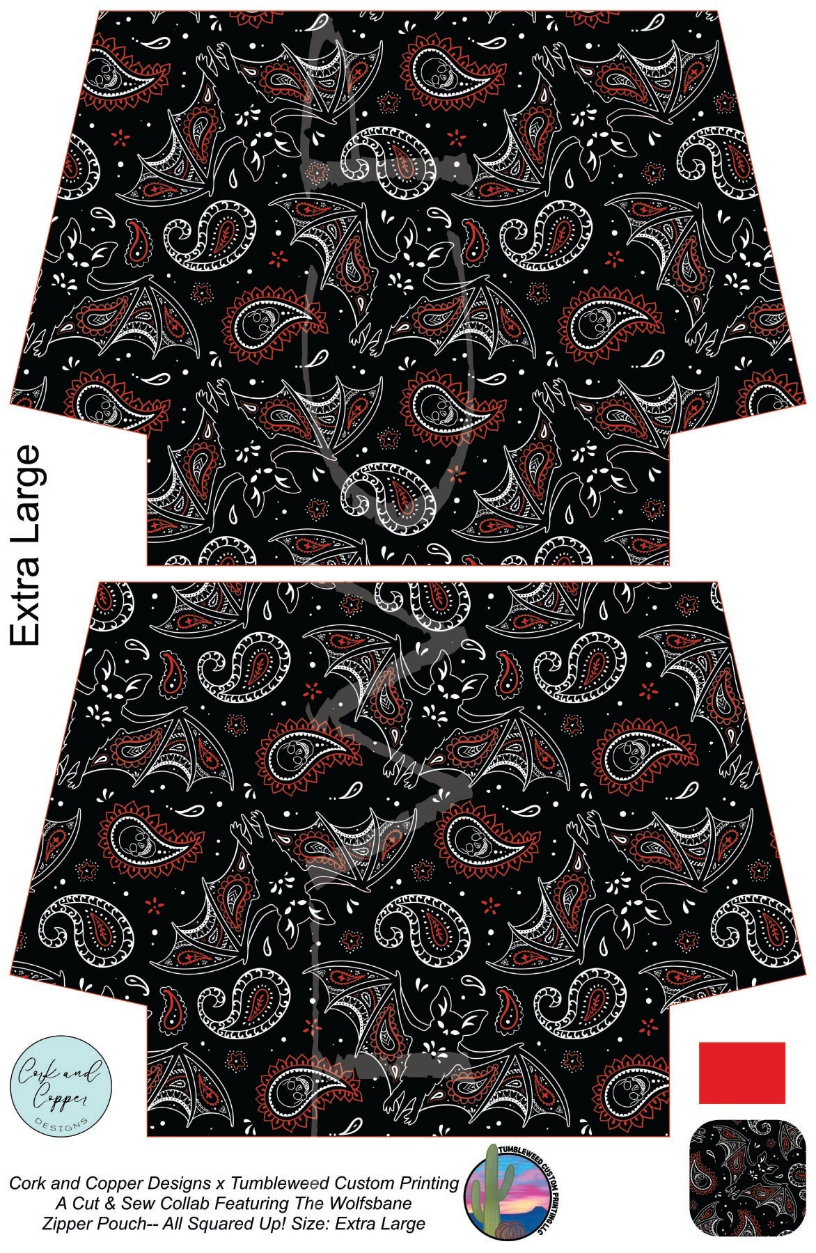 Cork & Copper Designs - The Wolfsbane Zipper Pouch - Batdana