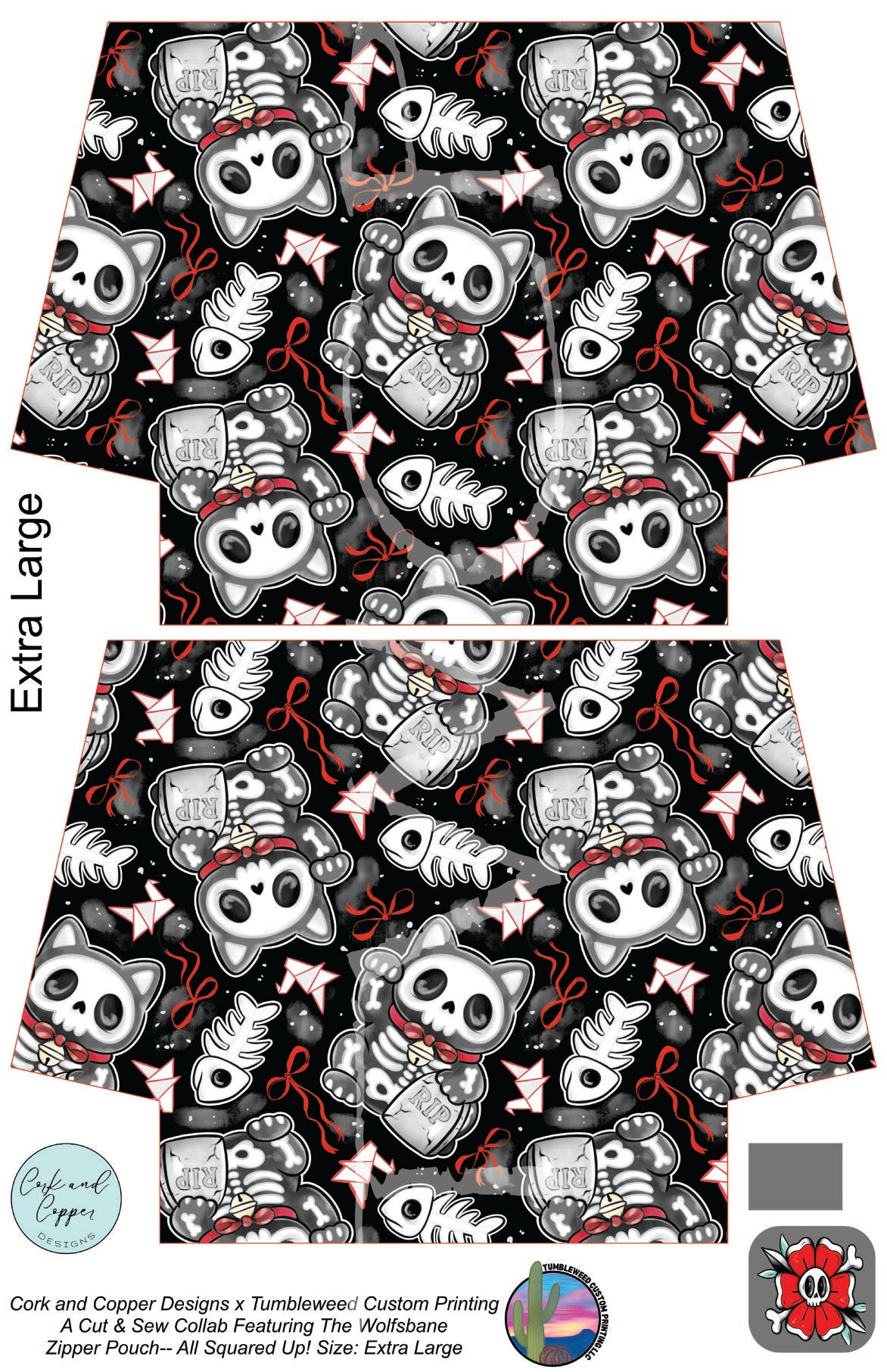 Cork & Copper Designs - The Wolfsbane Zipper Pouch - Lucky Dead Cat