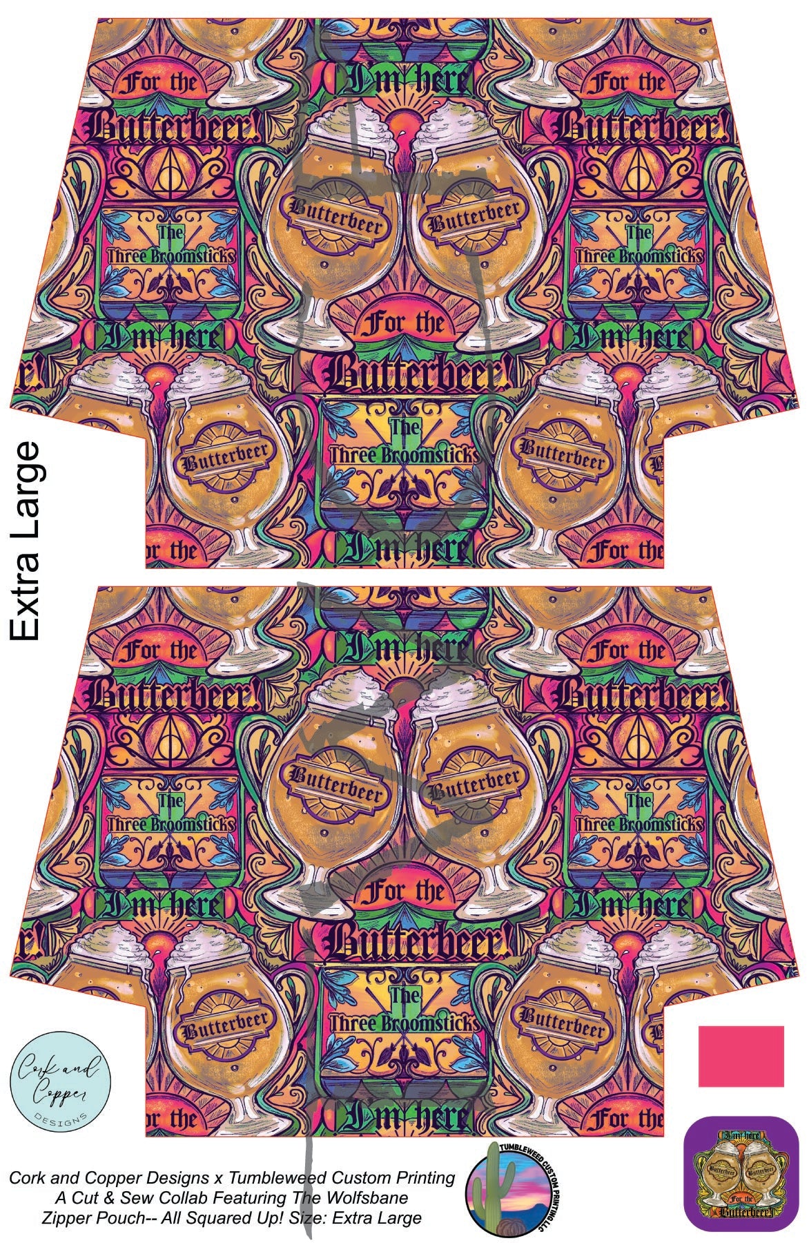 Cork & Copper Designs - The Wolfsbane Zipper Pouch - Wizard's Fizz