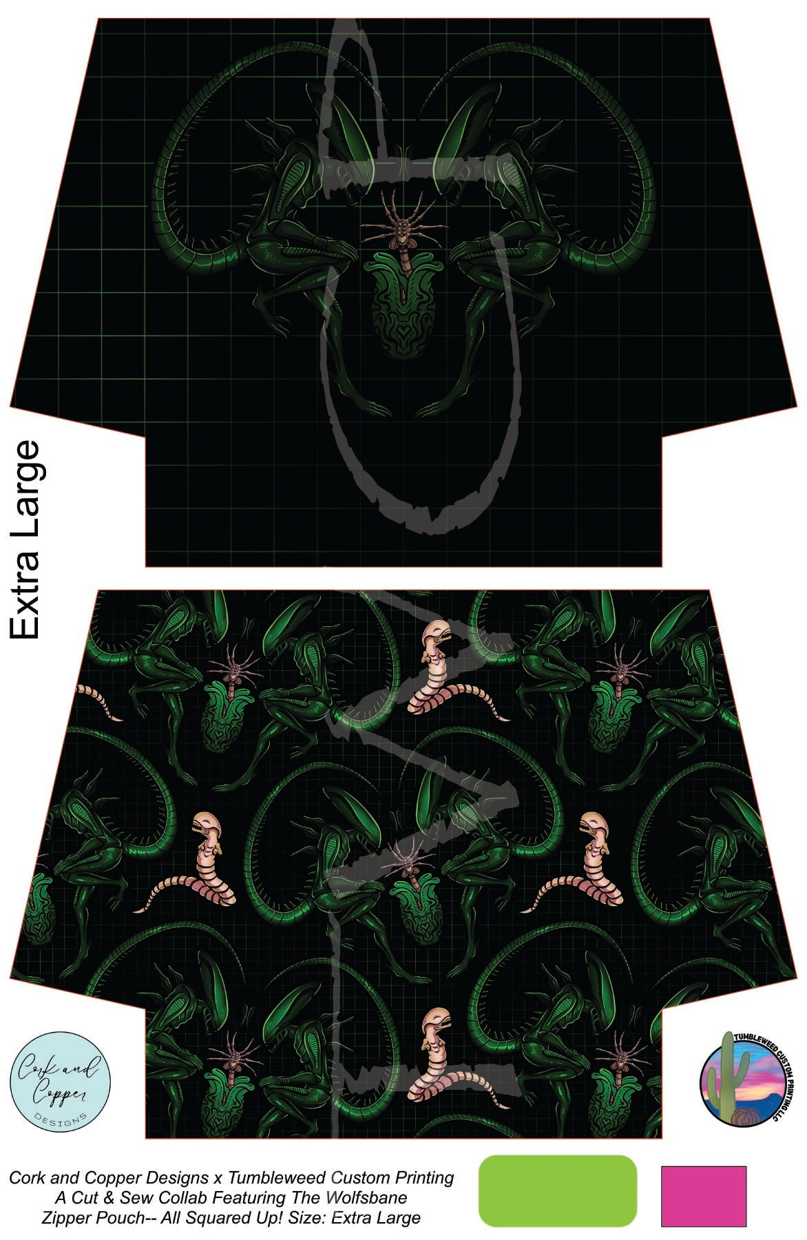 Cork & Copper Designs - The Wolfsbane Zipper Pouch - Xeno Creature