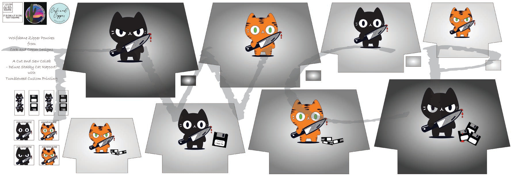 Cork & Copper Designs - The Wolfsbane Zipper Pouch - Stabby Cat (C&CD Exclusive)