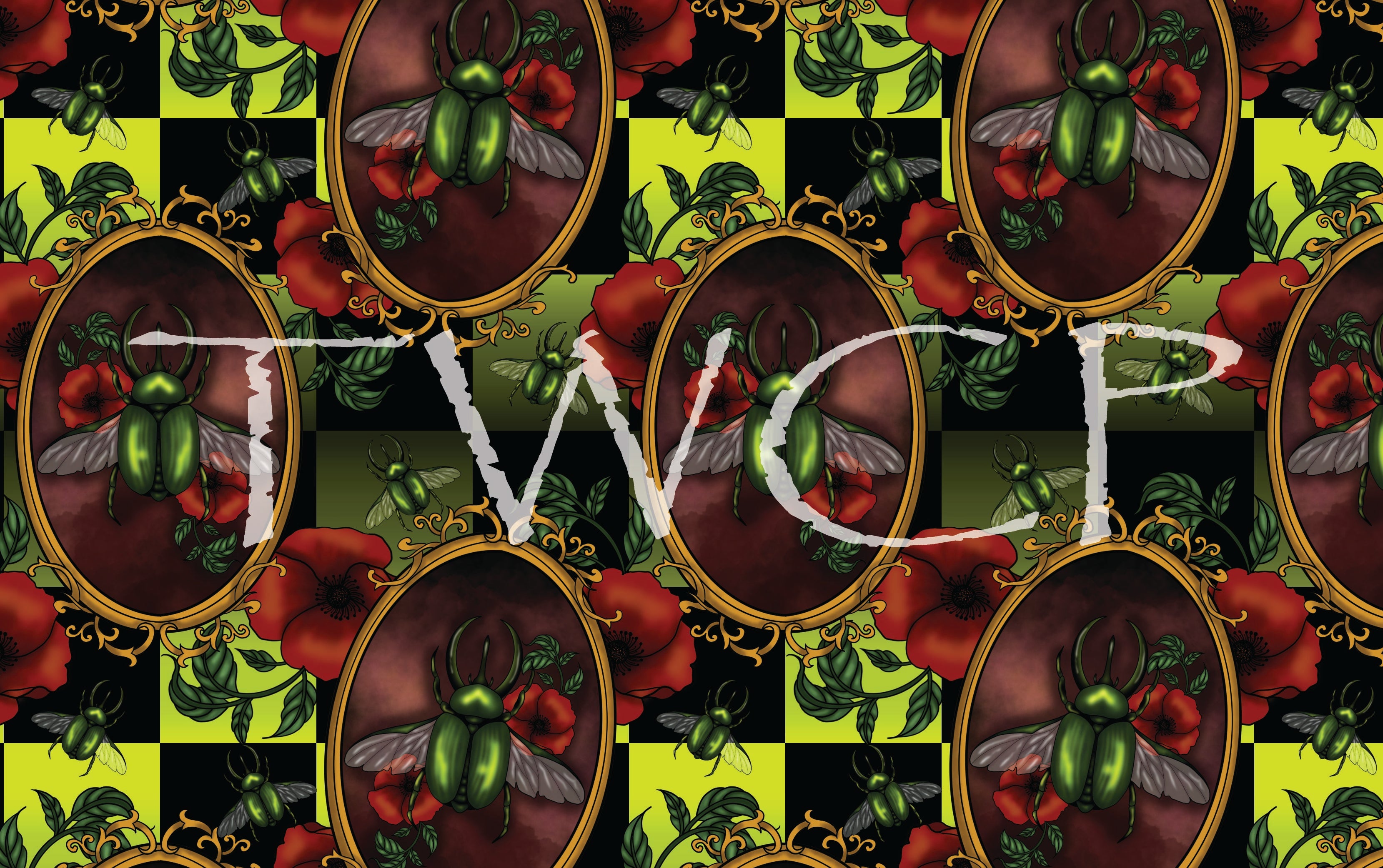 Cauldron & Quill - Framed Beetles Green Checkers