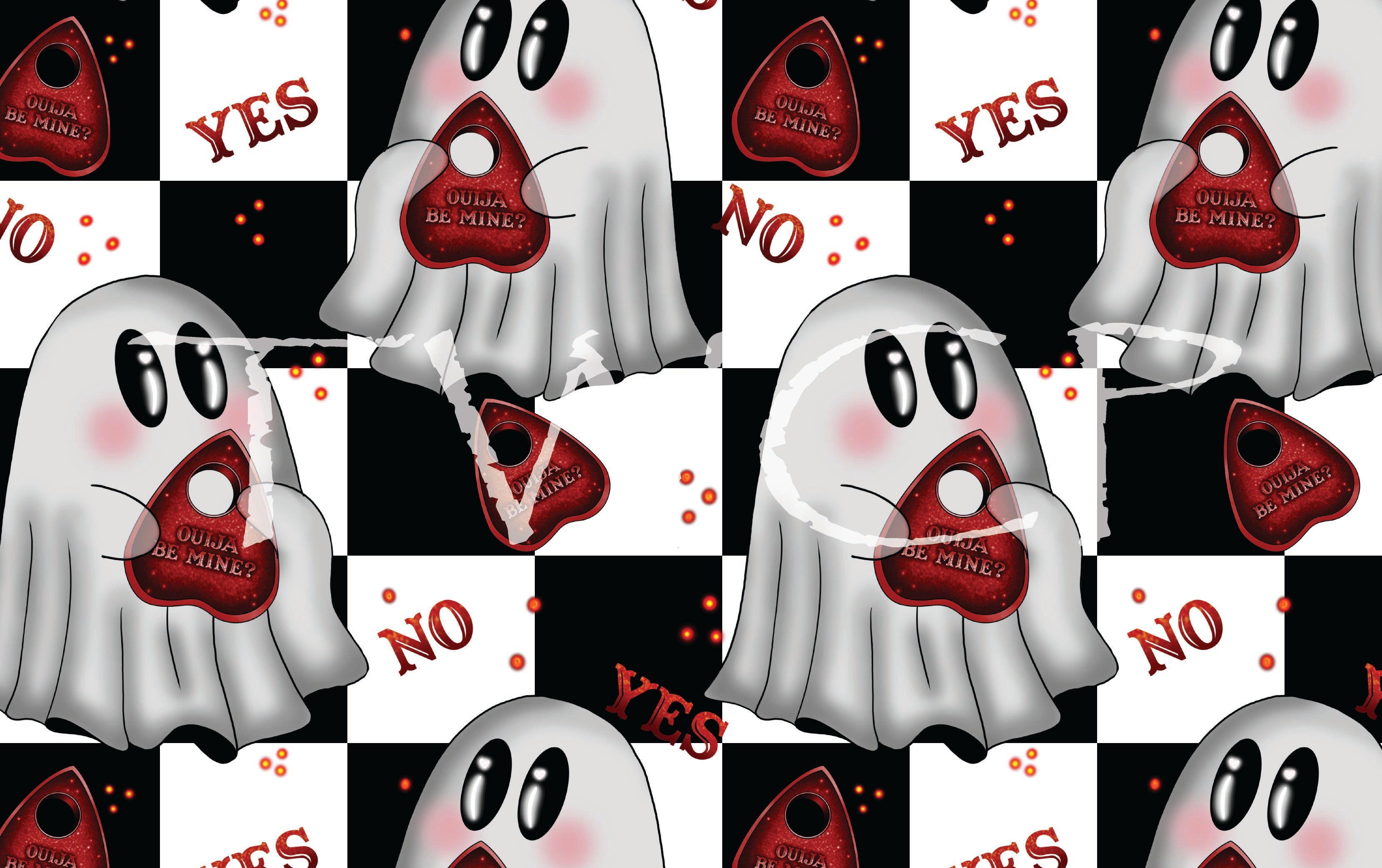 Cauldron & Quill - Patreon Exclusive January 2025 - Ouija Ghostie Red Checker