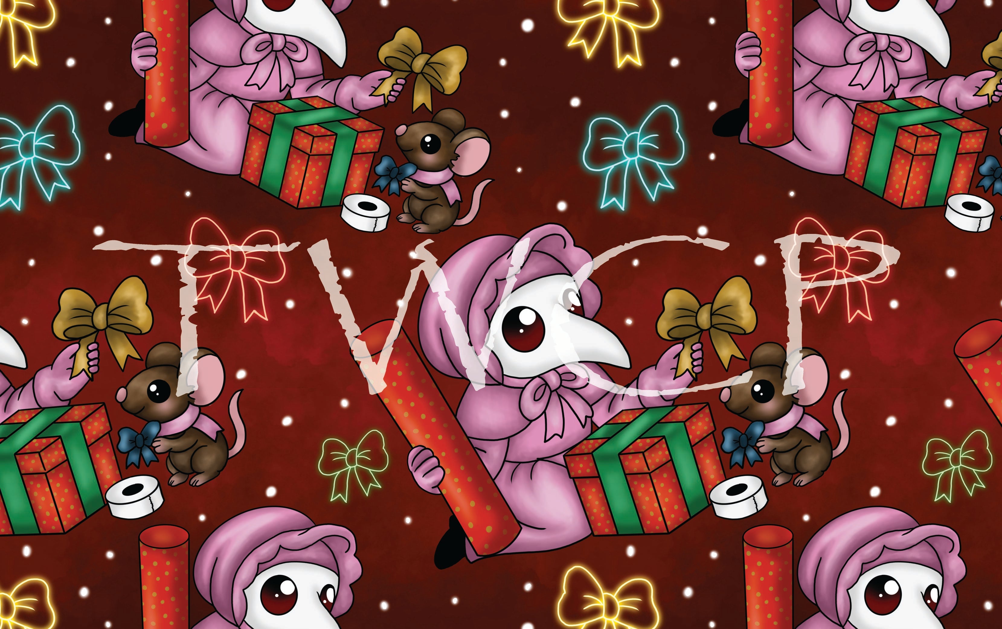 Cauldron & Quill - Plague Holidays Gift Wrapping Red