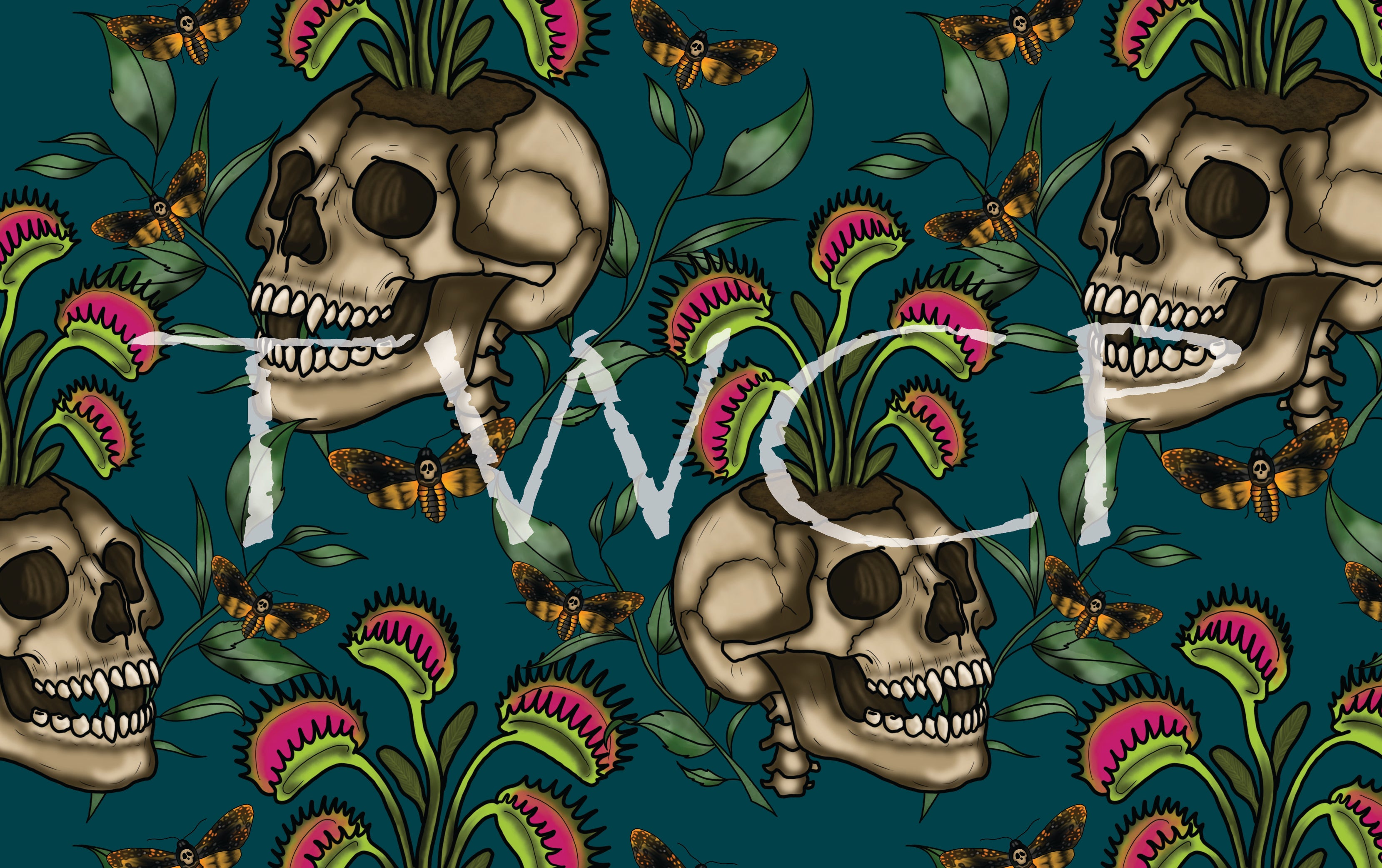Cauldron & Quill - Skull Venus Fly Trap Teal