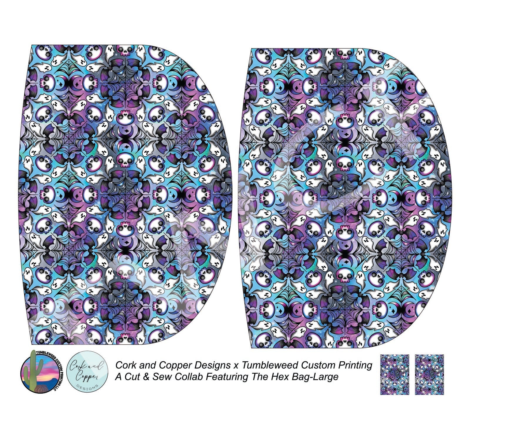 Cork & Copper Designs - The Hex Bag - Spookdala Blue & Purple