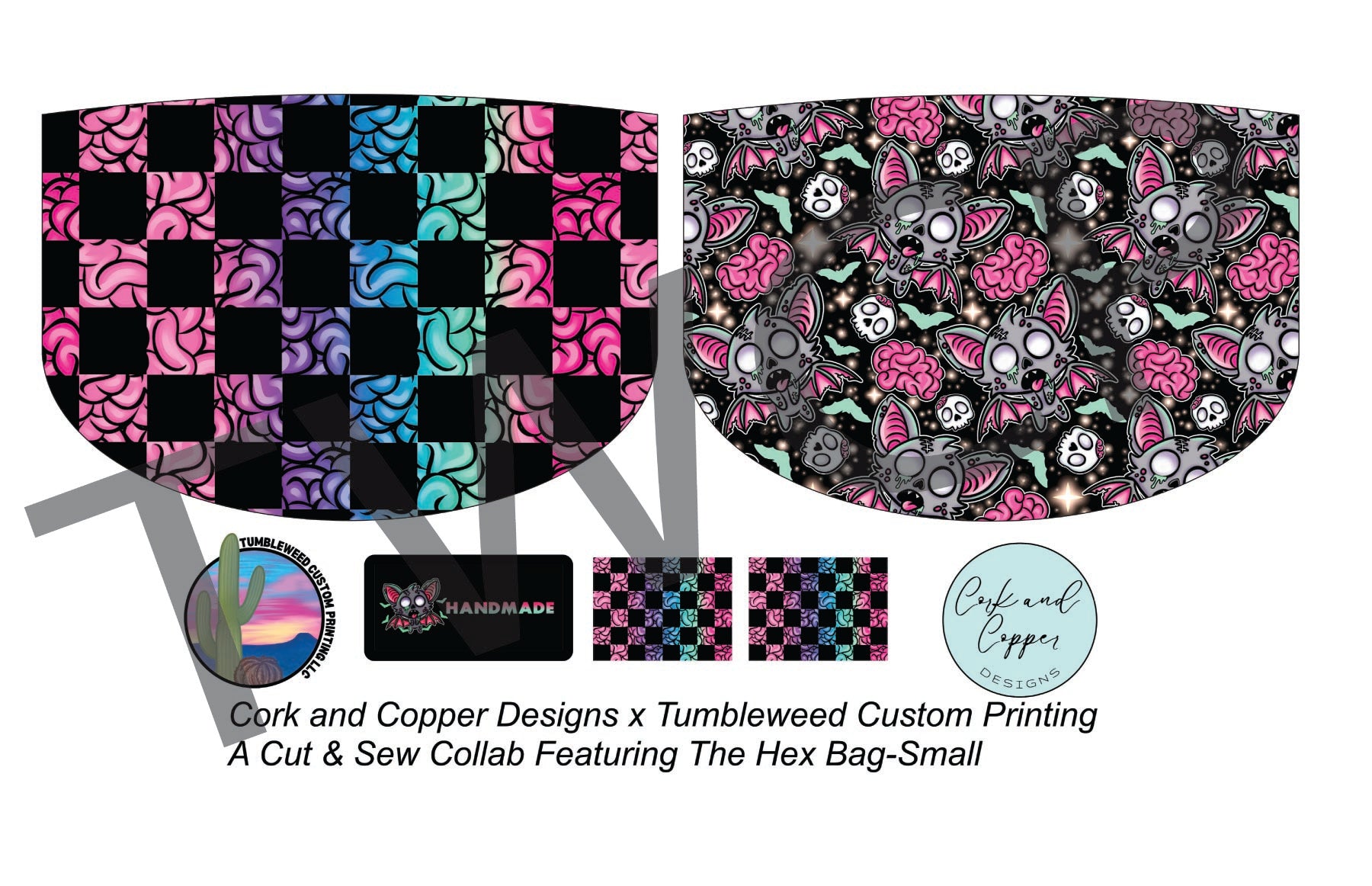 Cork & Copper Designs - The Hex Bag - Zombie Bats