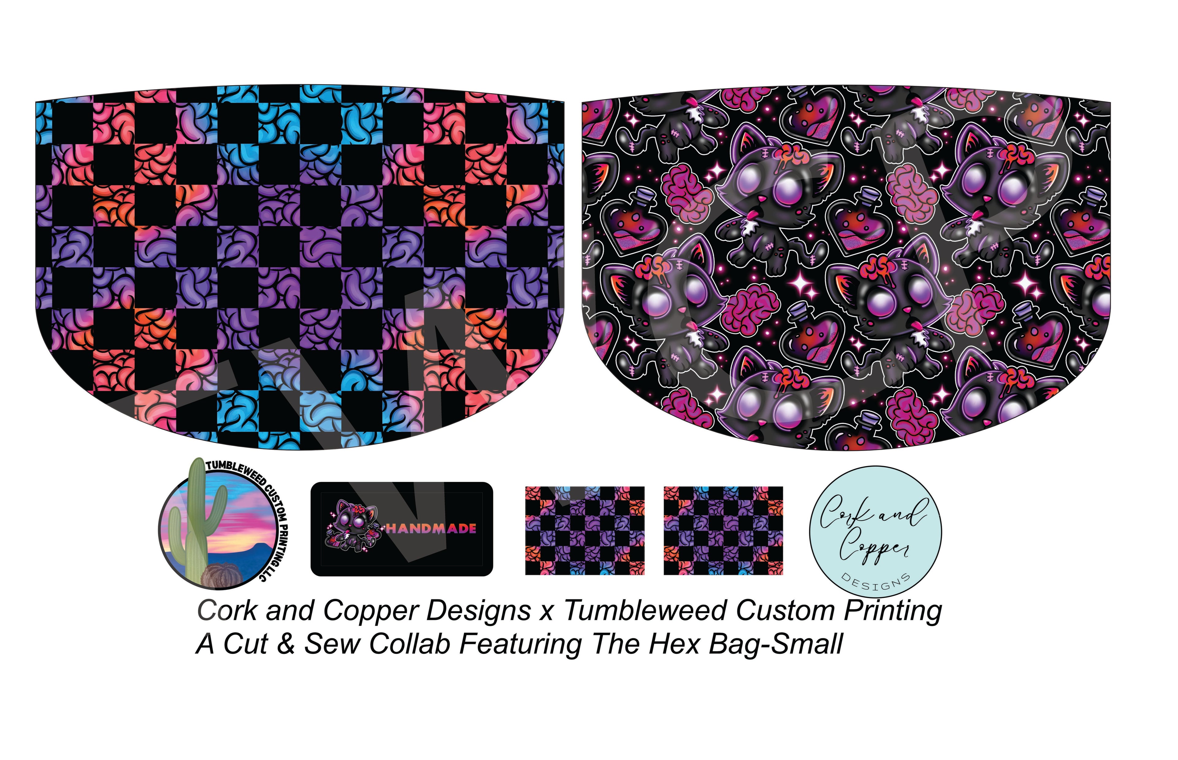 Cork & Copper Designs - The Hex Bag - Zombie Kitty