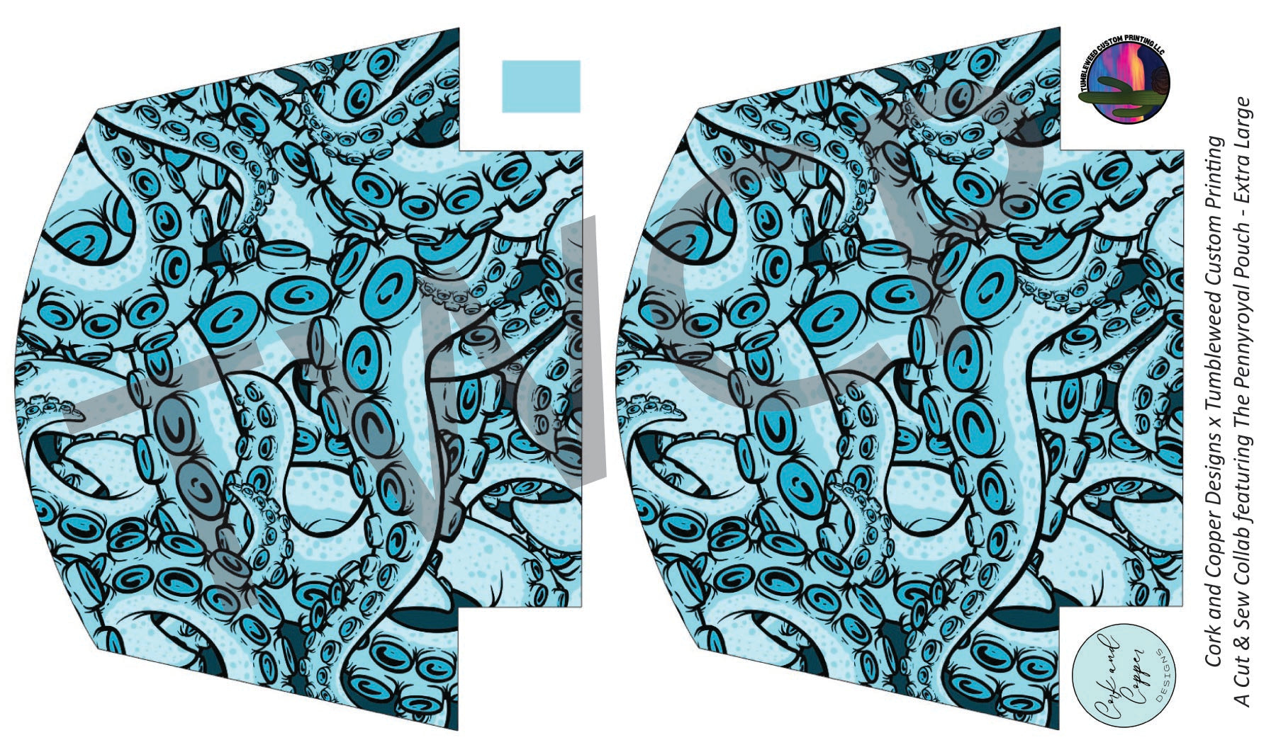 Cork & Copper Designs - Pennyroyal Pouch Extra Large - Blue Tentacles