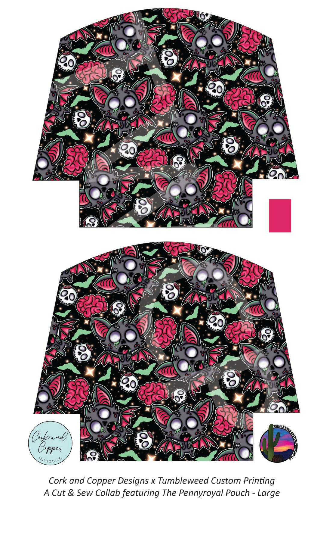 Cork & Copper Designs - The Pennyroyal Pouch - Zombie Bats