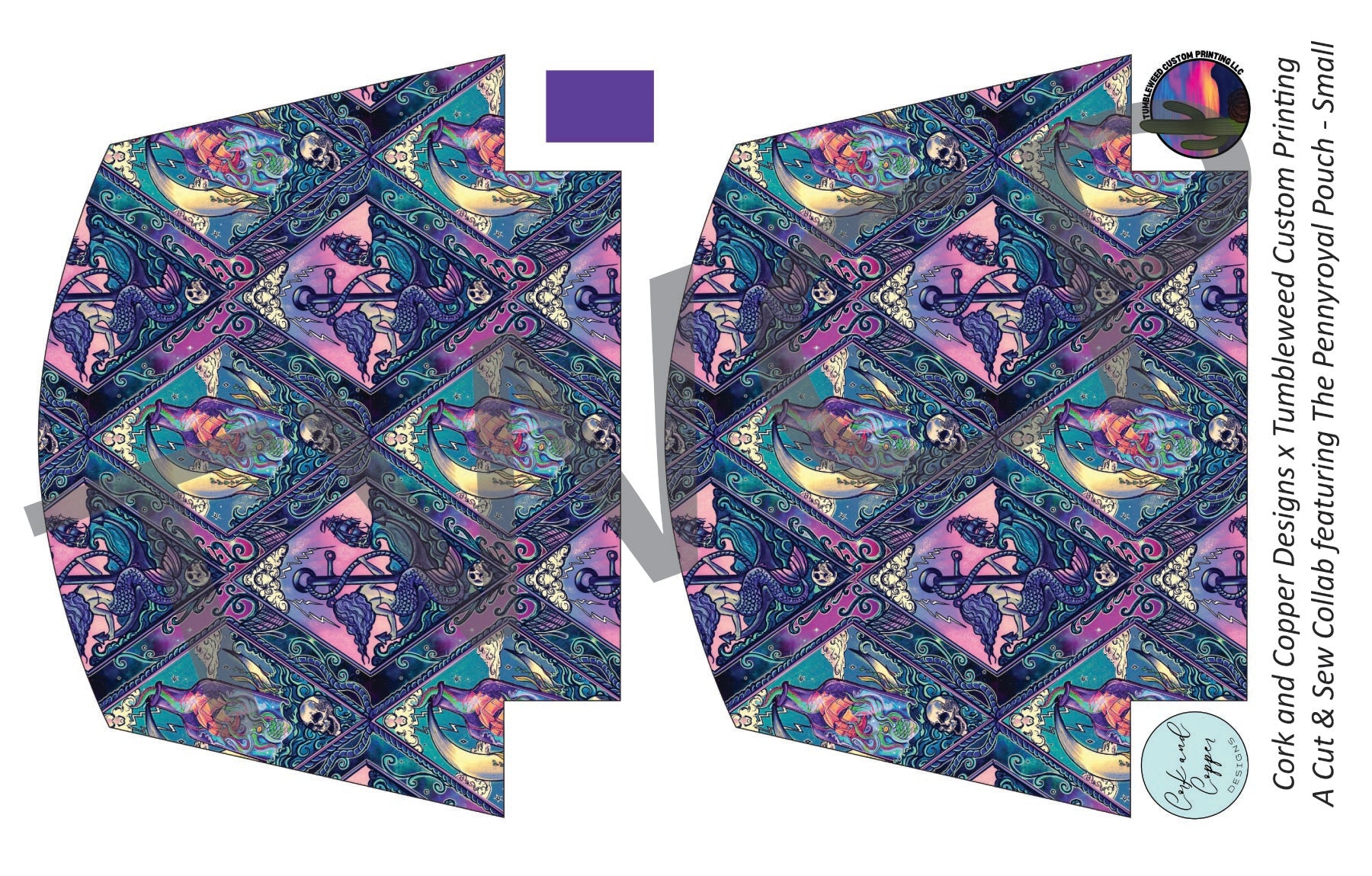 Cork & Copper Designs - Pennyroyal Pouch Small - Mermaid with Kraken