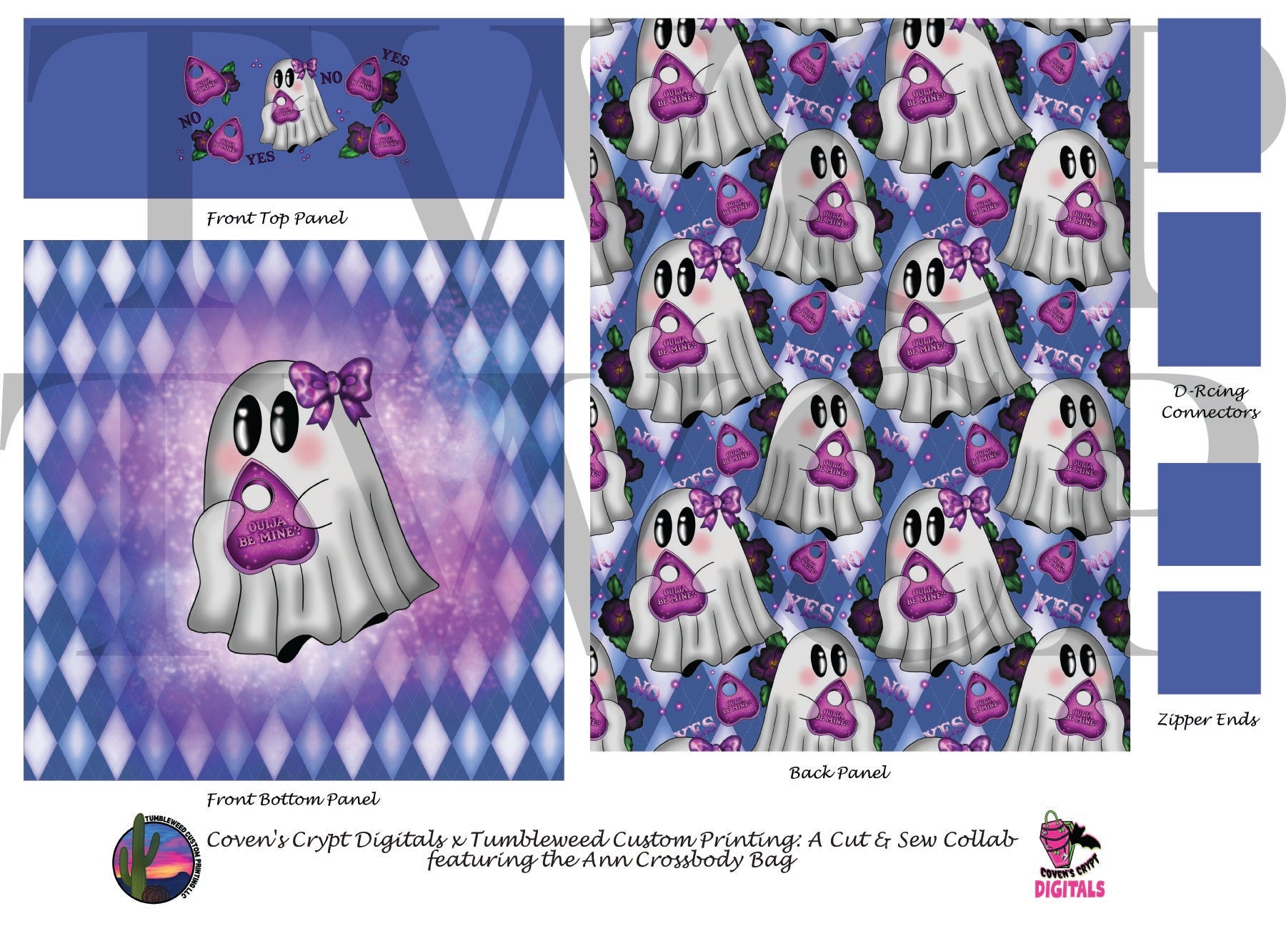 Coven's Crypt Digitals - Ann Crossbody Bag - Be Mine Ghostie