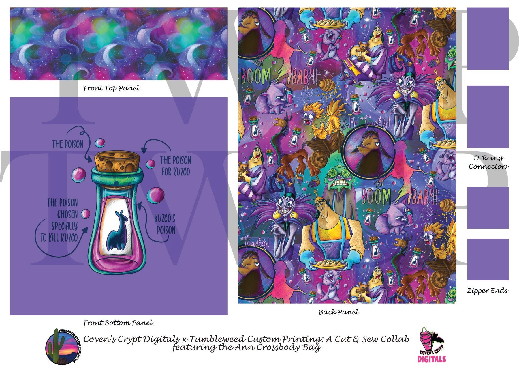 Coven's Crypt Digitals - Ann Crossbody Bag - Llama Poison