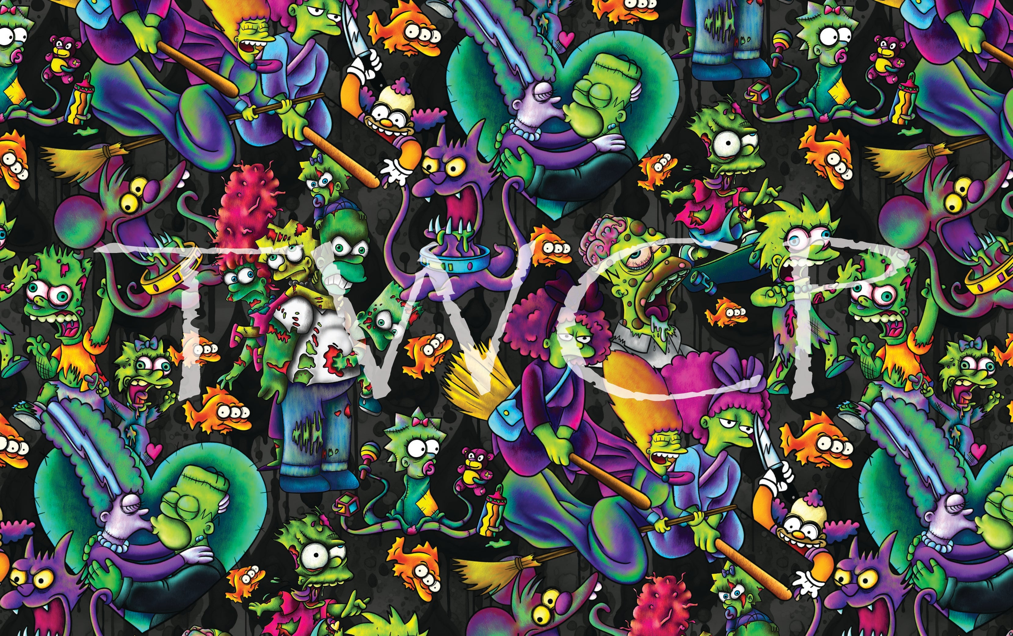 Digital Paper Mermaid - Cartoon Family Horror V10