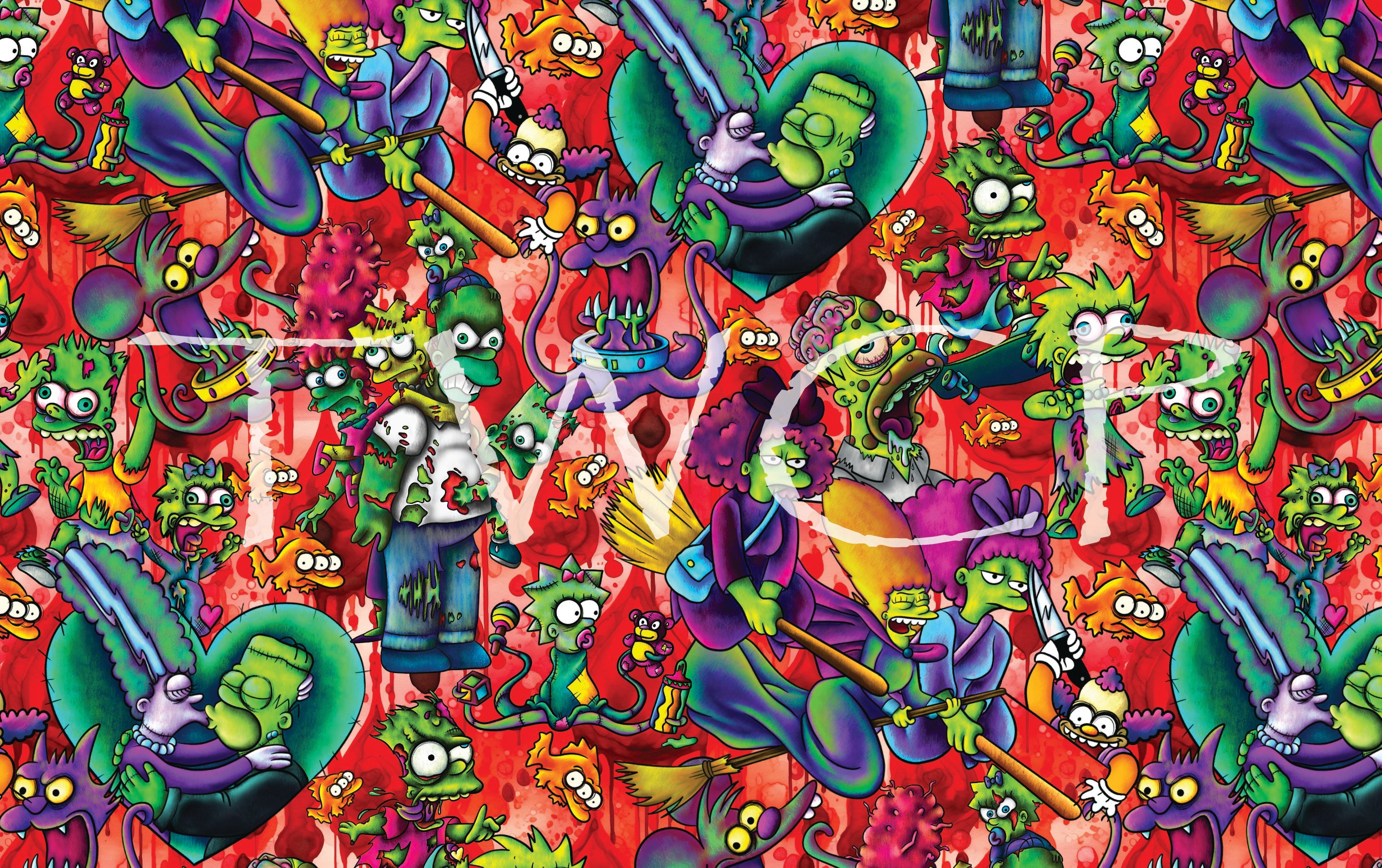 Digital Paper Mermaid - Cartoon Family Horror V11