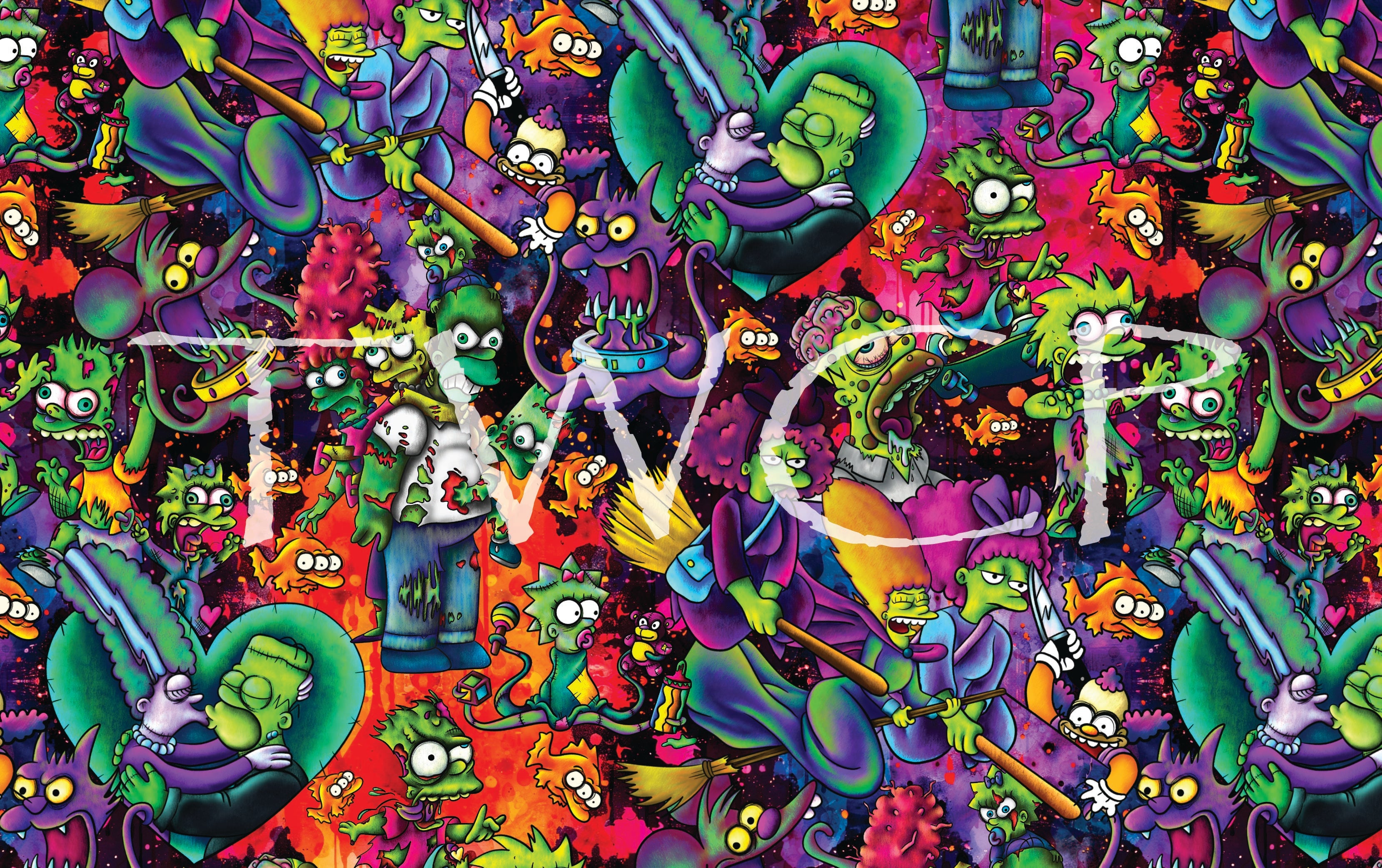 Digital Paper Mermaid - Cartoon Family Horror V1