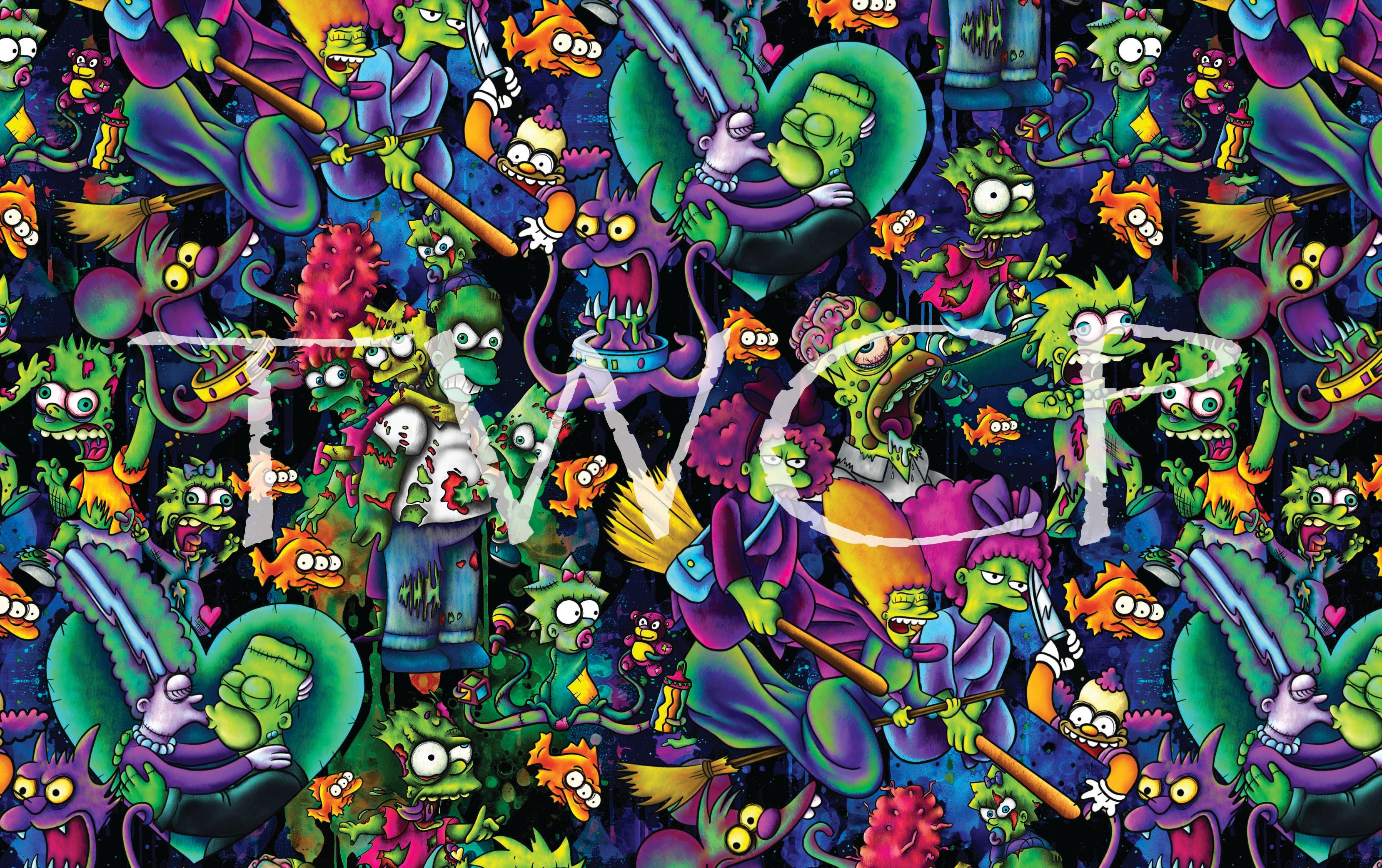 Digital Paper Mermaid - Cartoon Family Horror V2