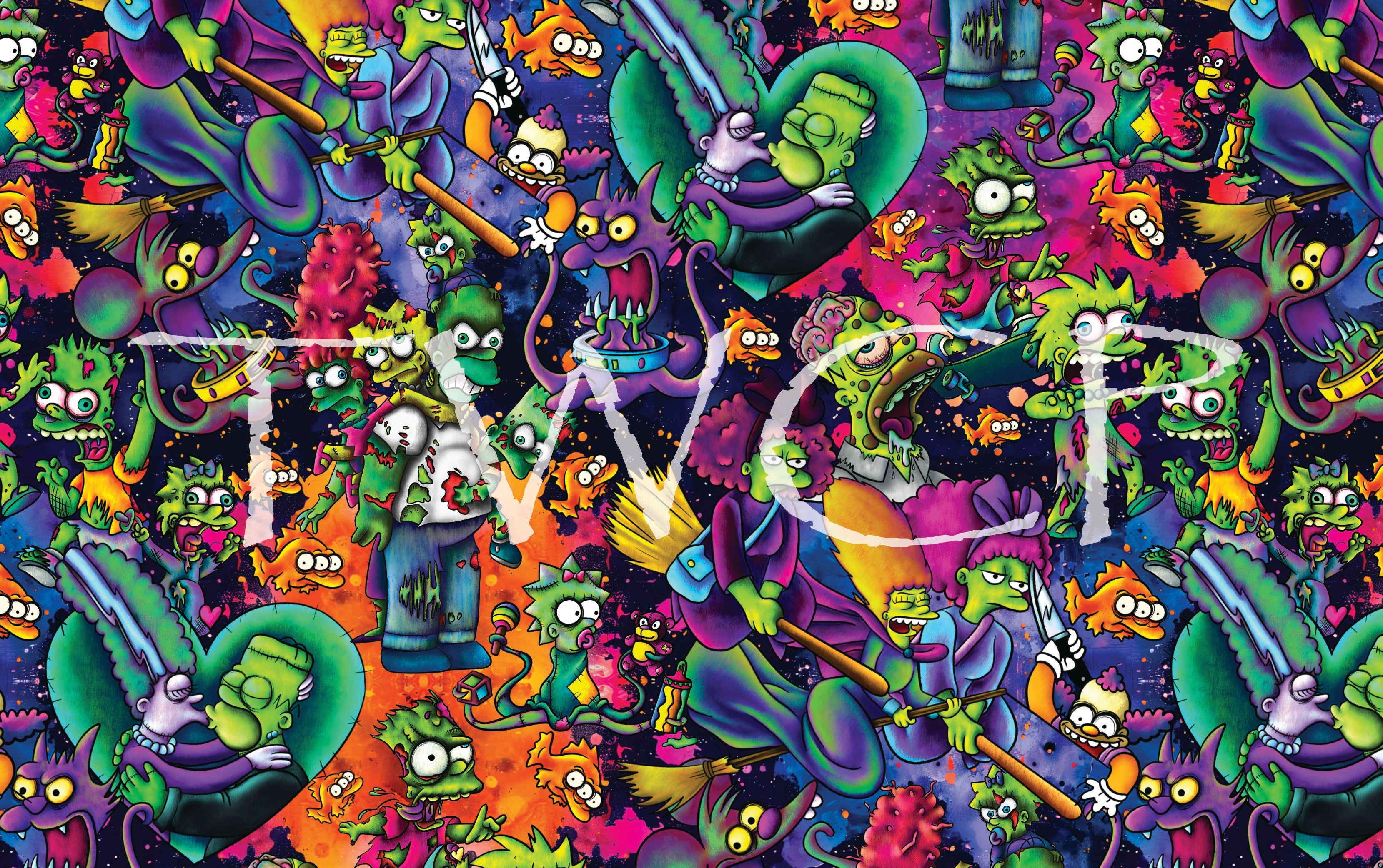 Digital Paper Mermaid - Cartoon Family Horror V3