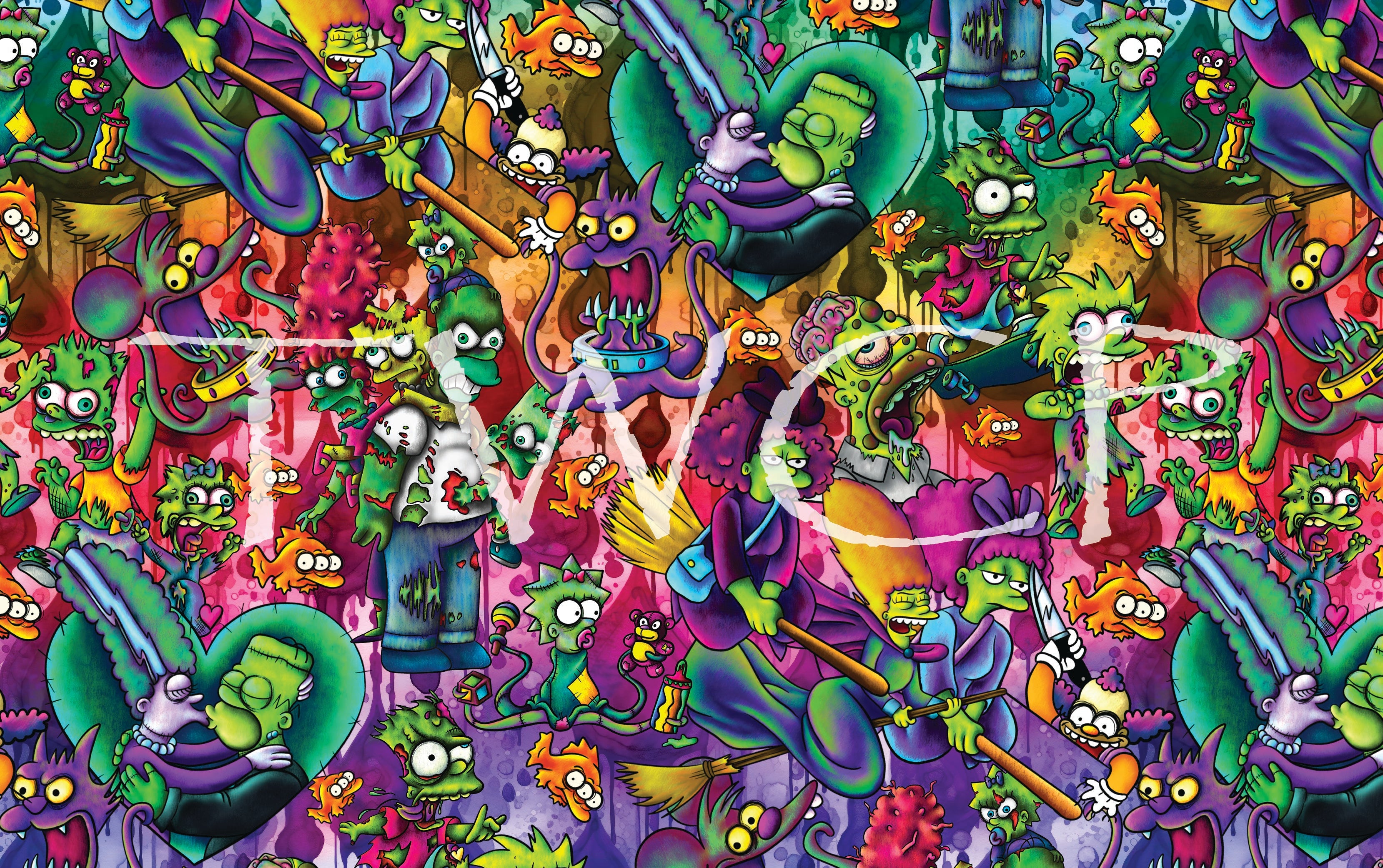 Digital Paper Mermaid - Cartoon Family Horror V4