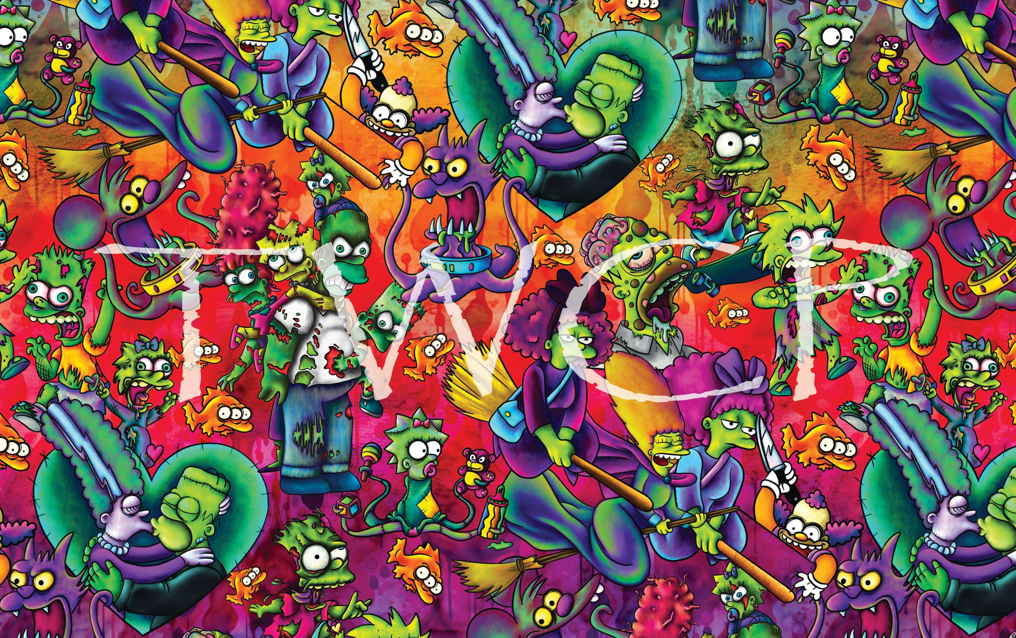 Digital Paper Mermaid - Cartoon Family Horror V6