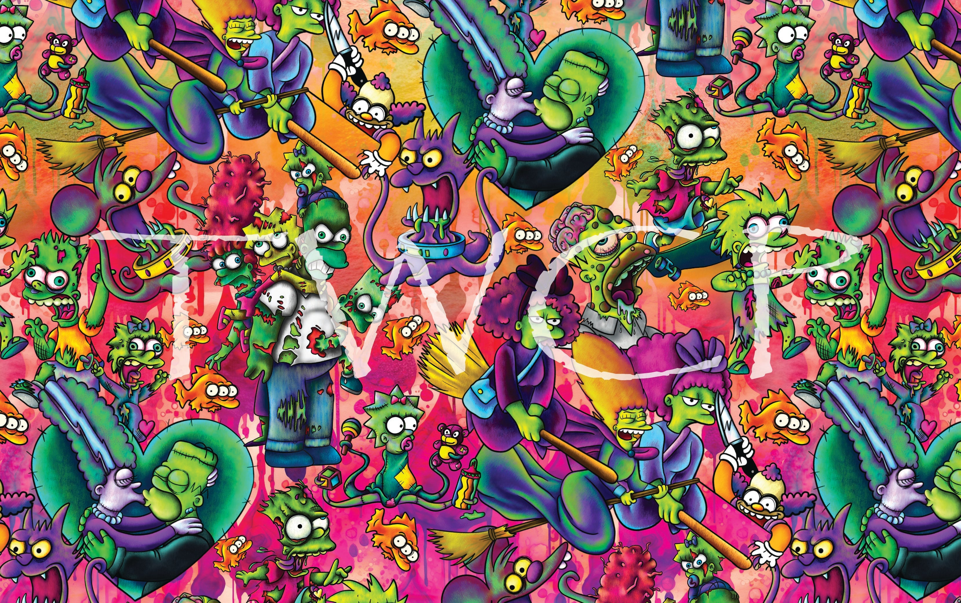 Digital Paper Mermaid - Cartoon Family Horror V7