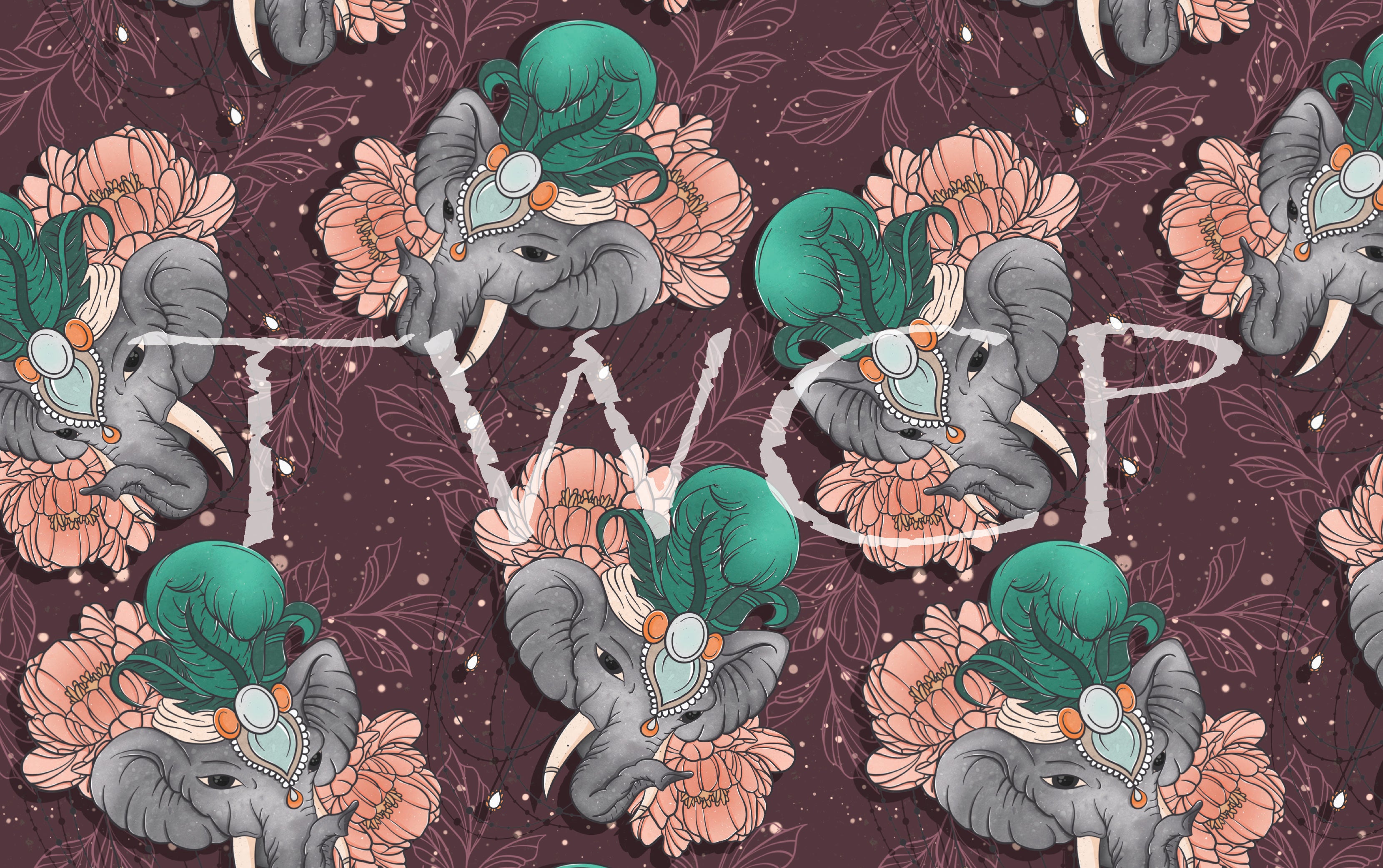 Whimsy Pixie Designs - Elegant Elephant Maroon