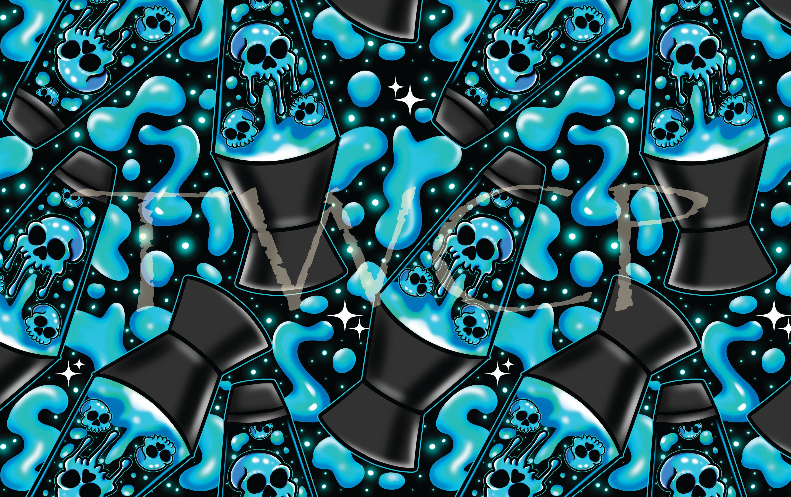 Illuminated Ink Digitals - Lava Lamps Blue