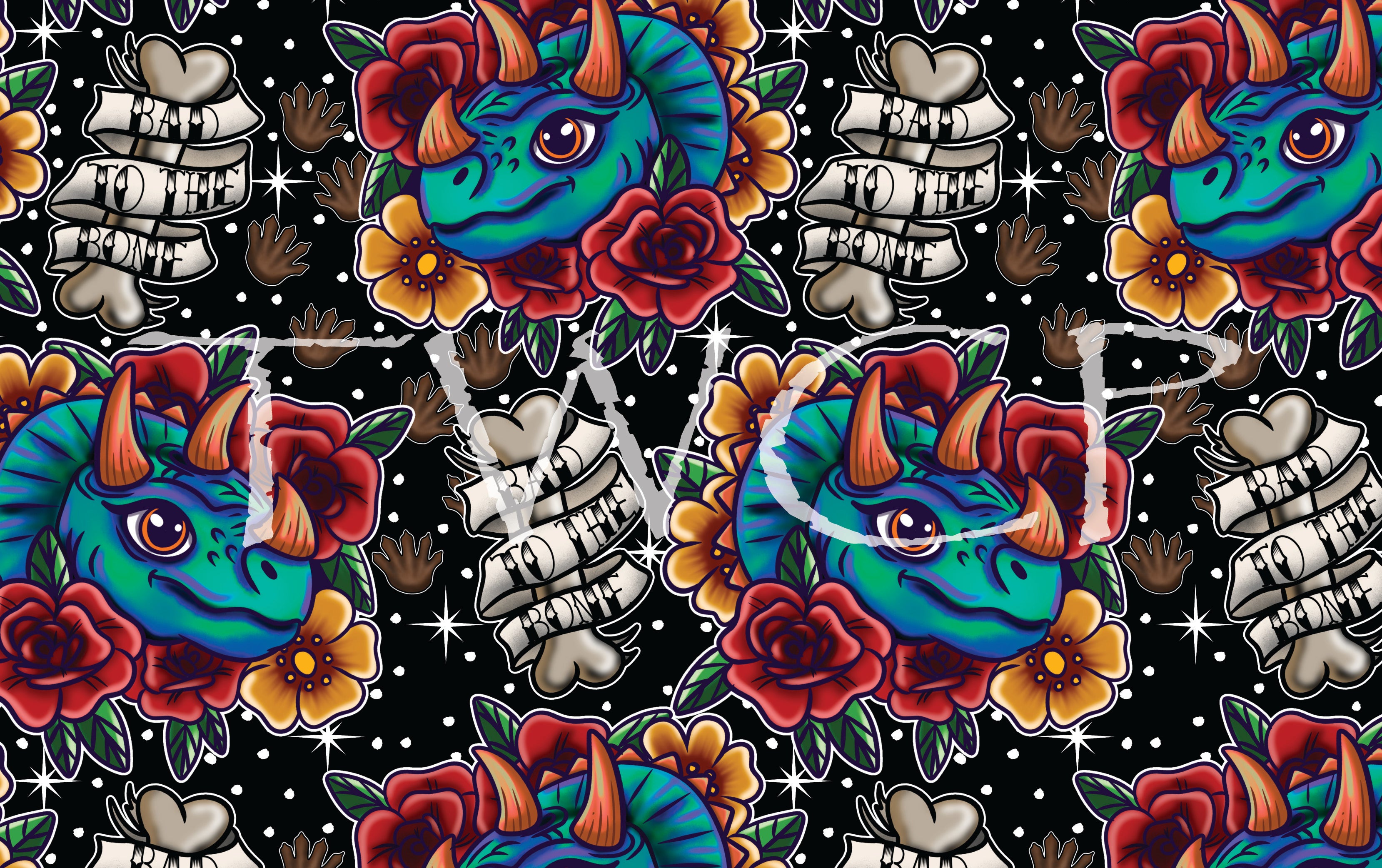 Illuminated Ink Digitals - Tattoo Triceratops Dark