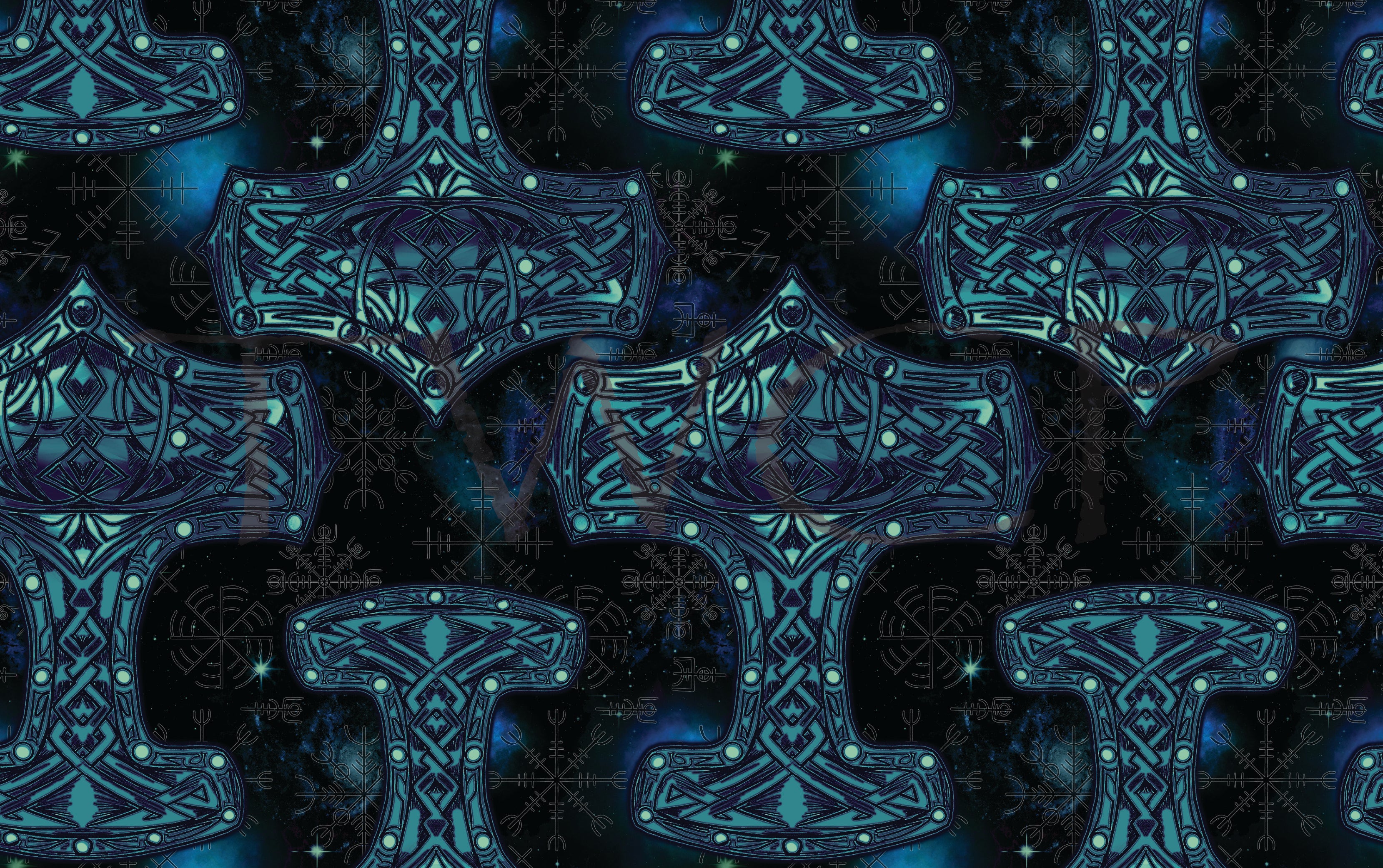 Inspired Design Illustrations - Viking Hammer Blue