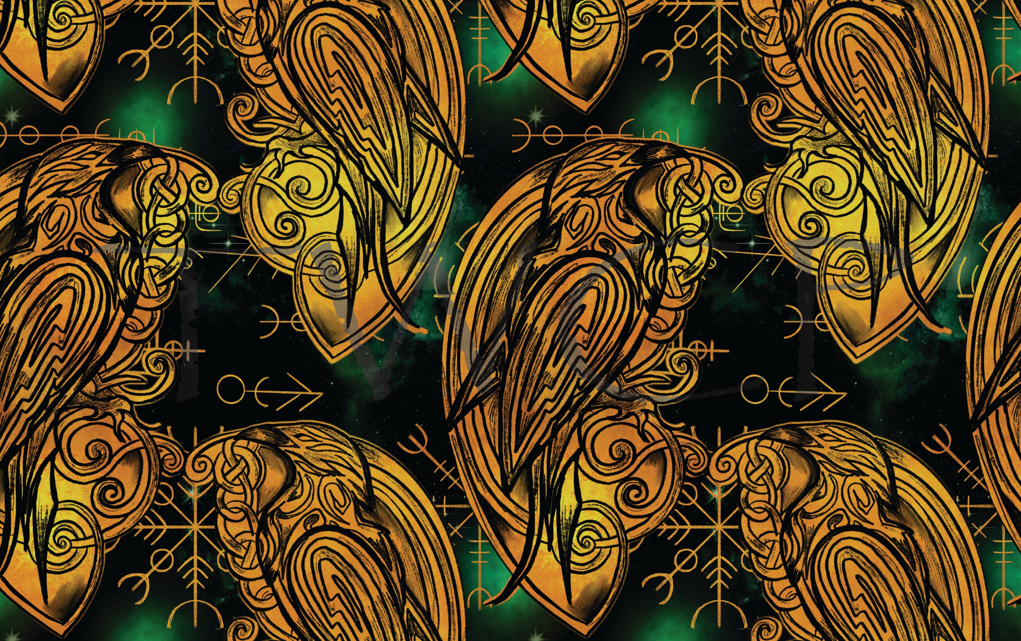 Inspired Design Illustrations - Viking Raven Gold