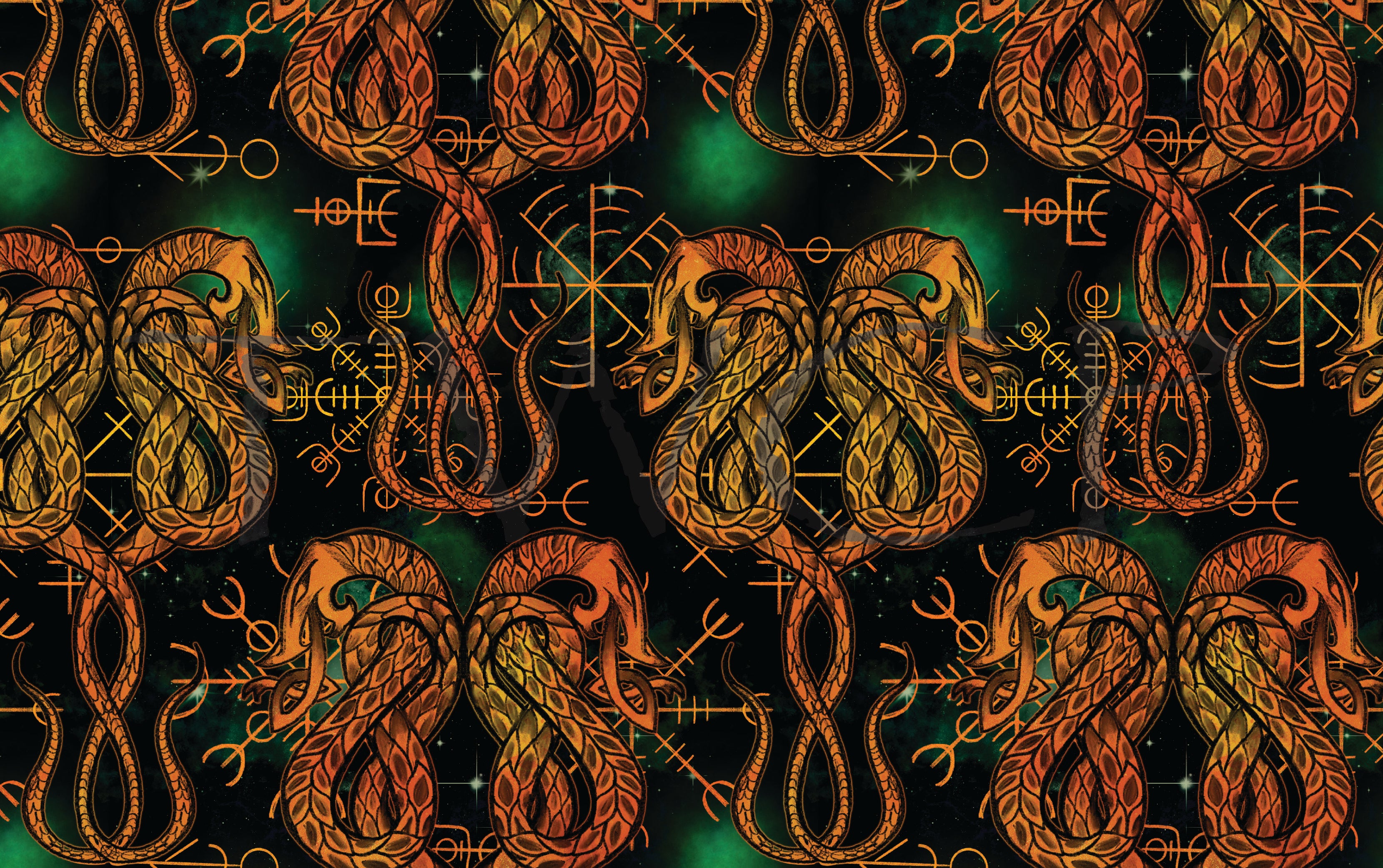 Inspired Design Illustrations - Viking Snake Gold