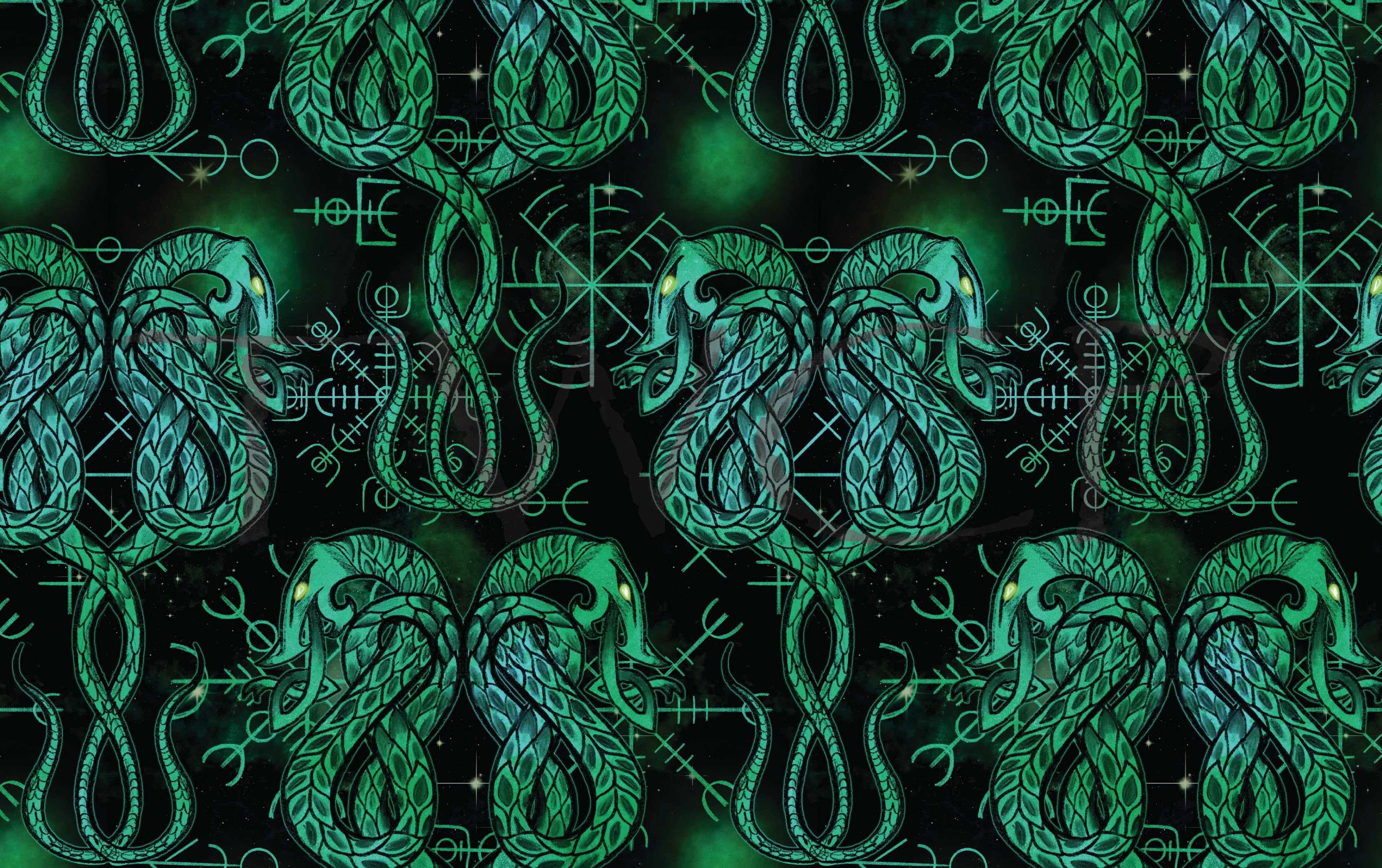 Inspired Design Illustrations - Viking Snake Green