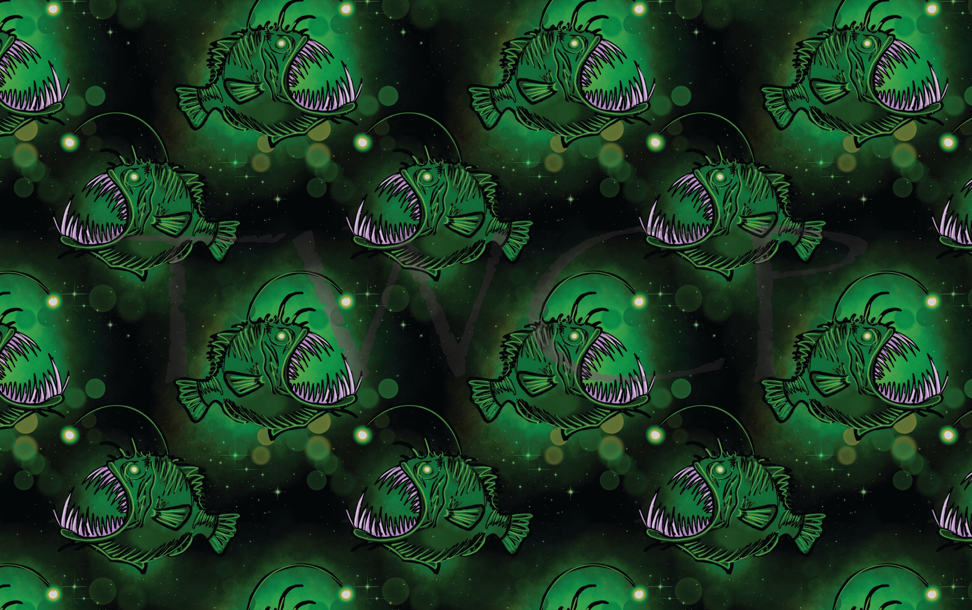 Inspired Design Illustrations - Angler Fish Green
