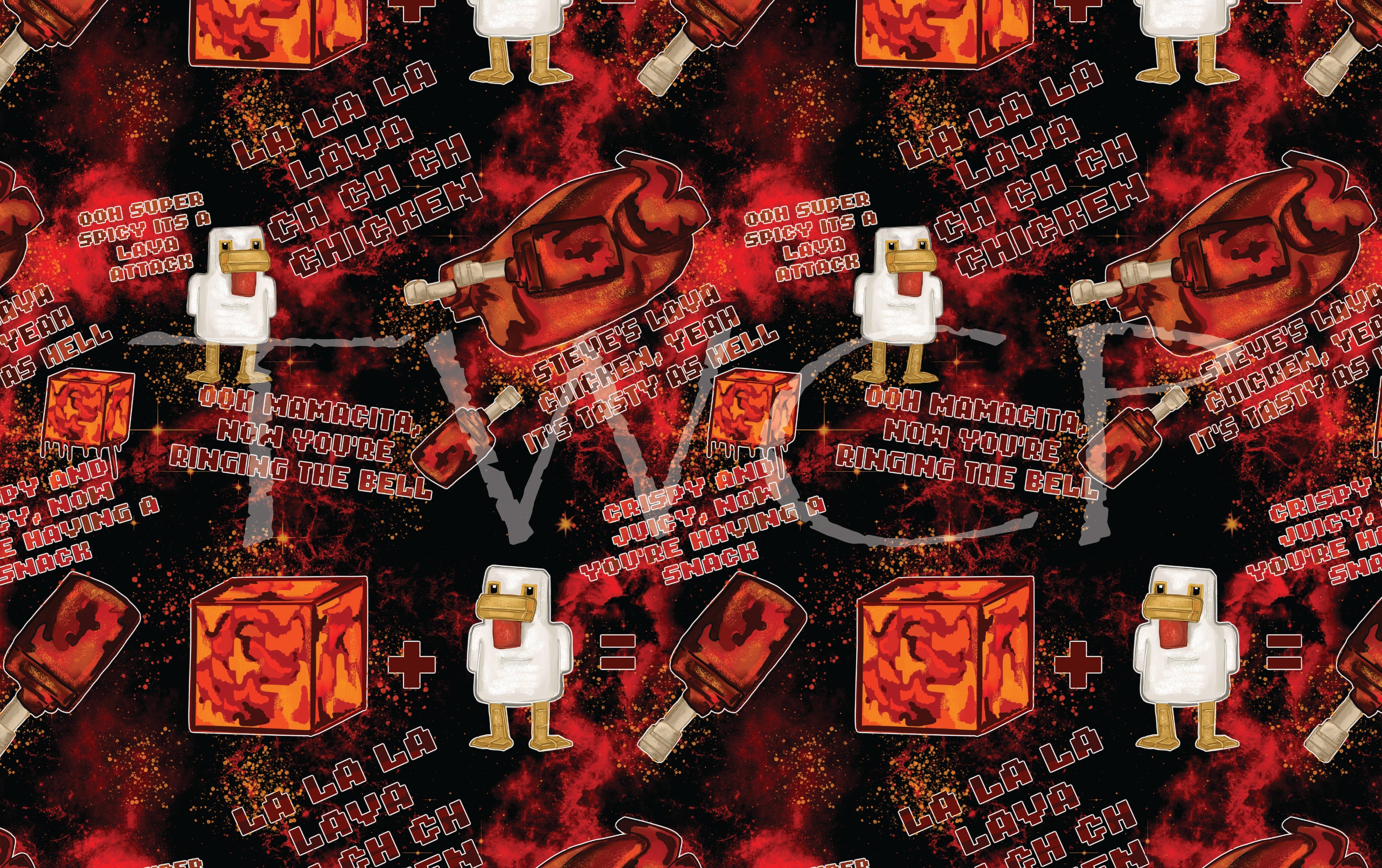 Inspired Design Illustrations - Crafted Mine Lava Chicken Fire