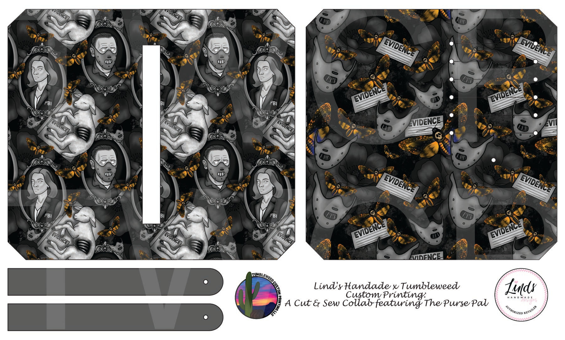 Lind's Handmade - Purse Pal - Fava Beans & a Nice Chianti Monochrome