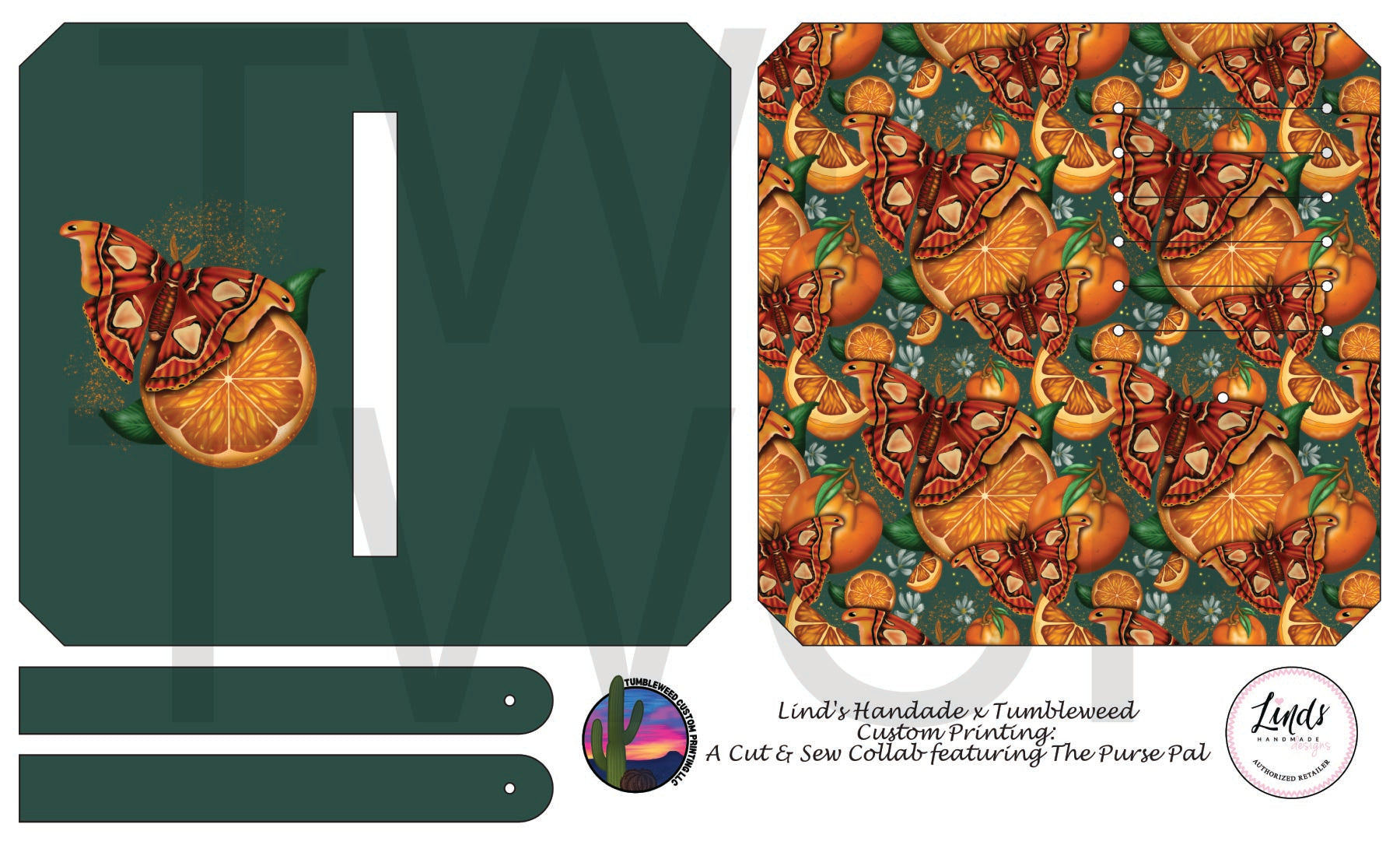 Lind's Handmade - Purse Pal - Orange Moth