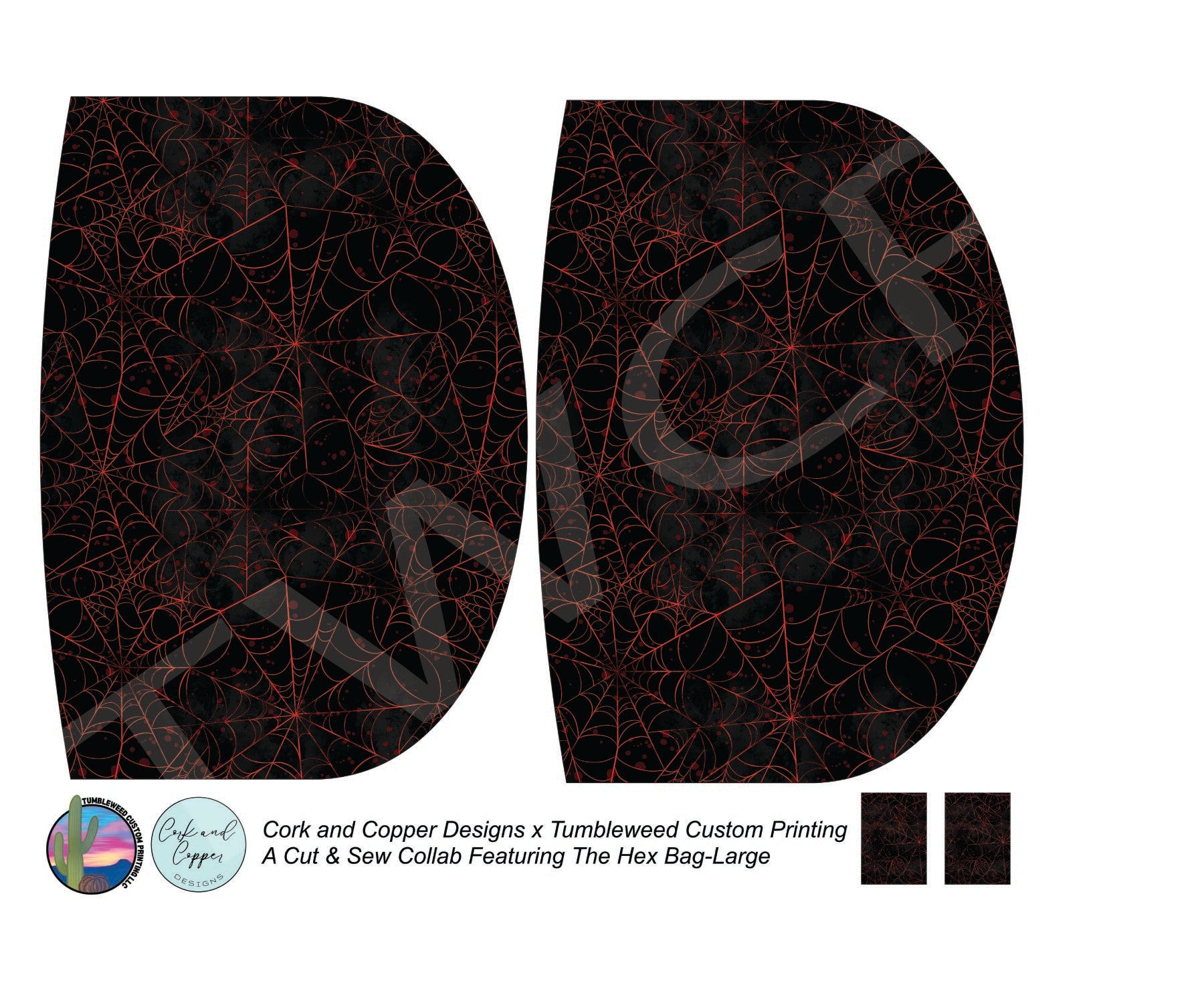 Cork & Copper Designs - The Hex Bag - Red Webs