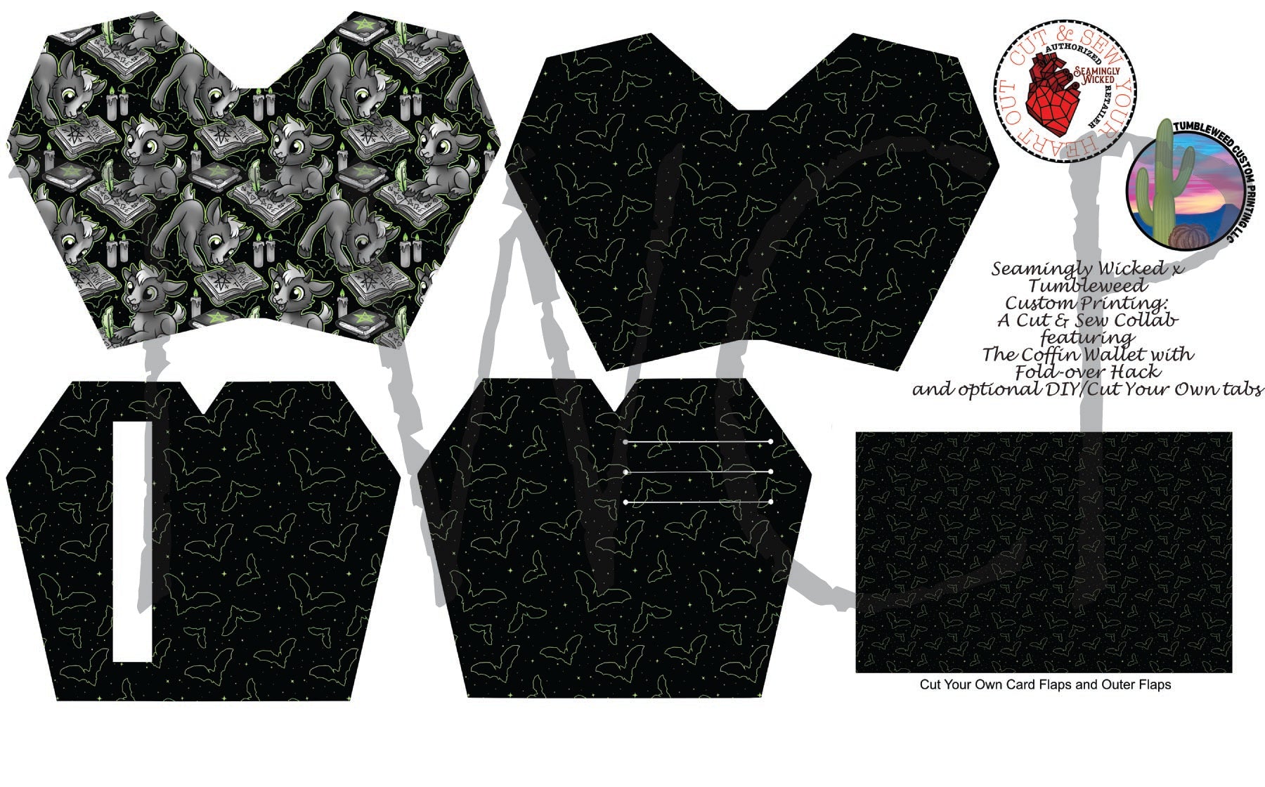 Seamingly Wicked - Claudia Bifold Wallet - Liber Bellus Green