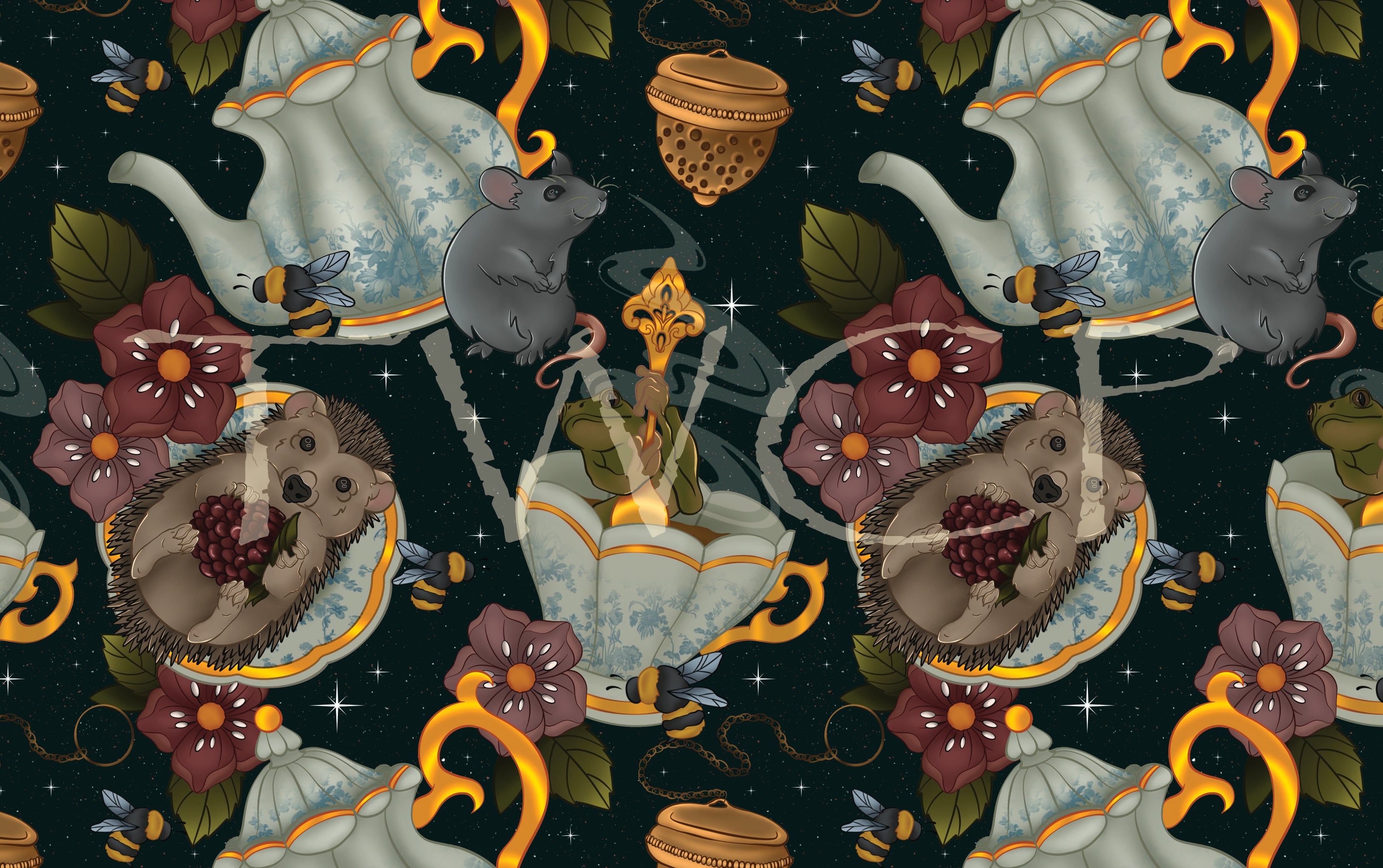 Whimsy Pixie Designs - Forest Friend Tea Time Navy