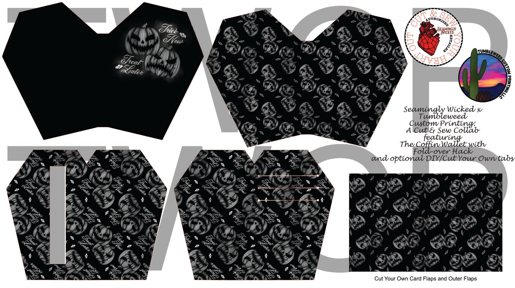 Seamingly Wicked - Claudia Bifold Wallet - Trick Now Treat Later Black & White