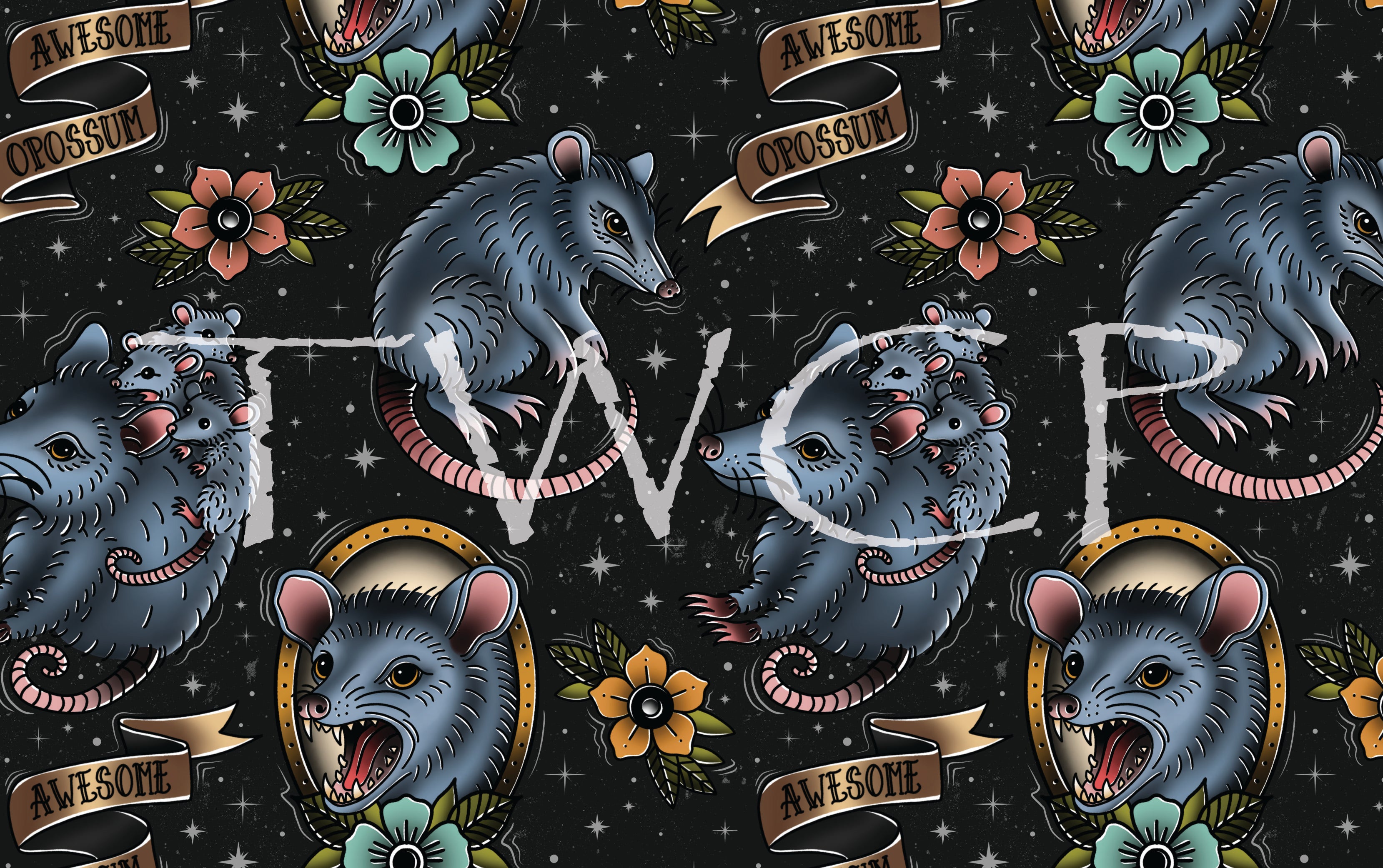 Whimsy Pixie Designs - Awesome Opossum Charcoal