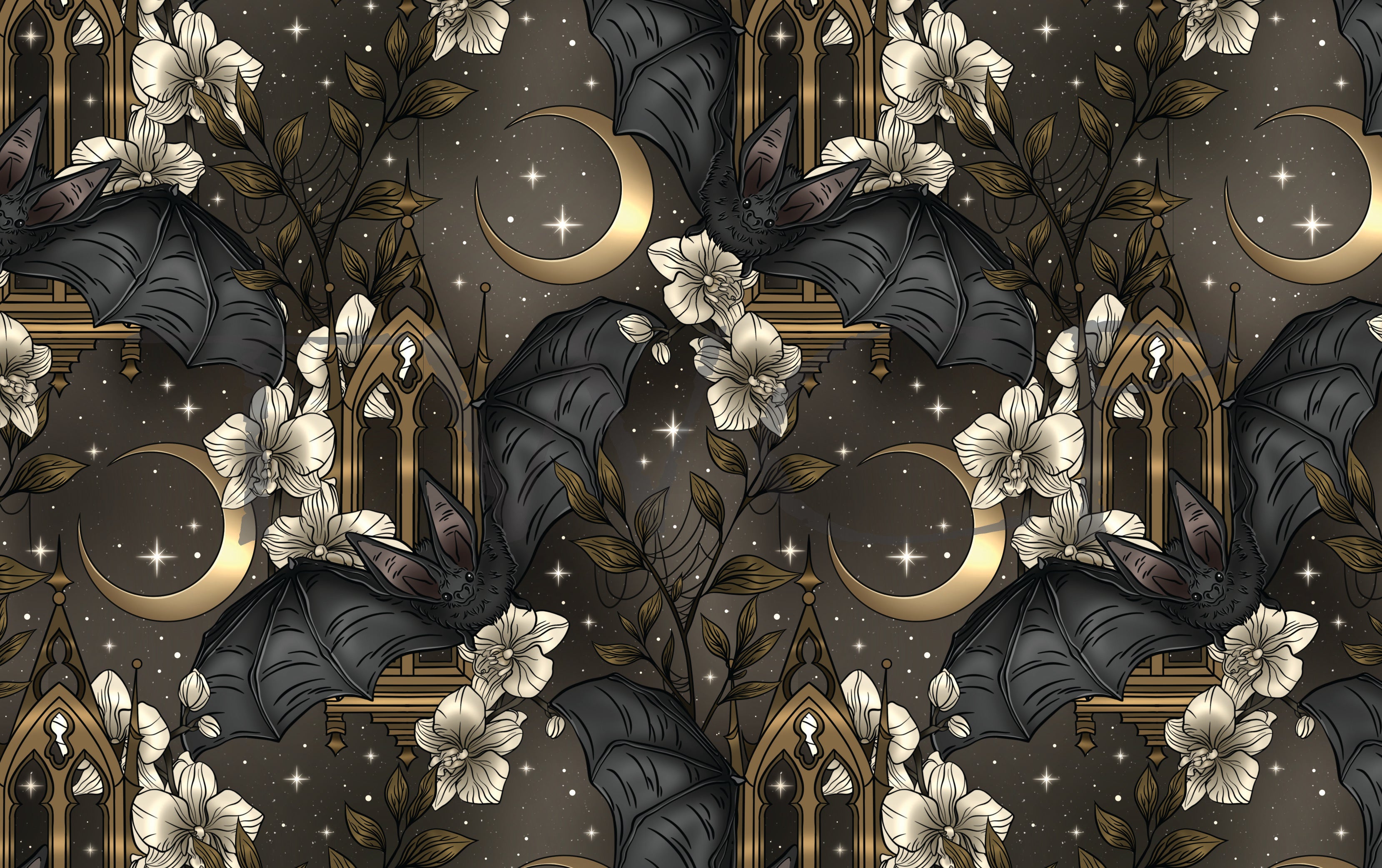 Whimsy Pixie Designs - Midnight Bats Brown