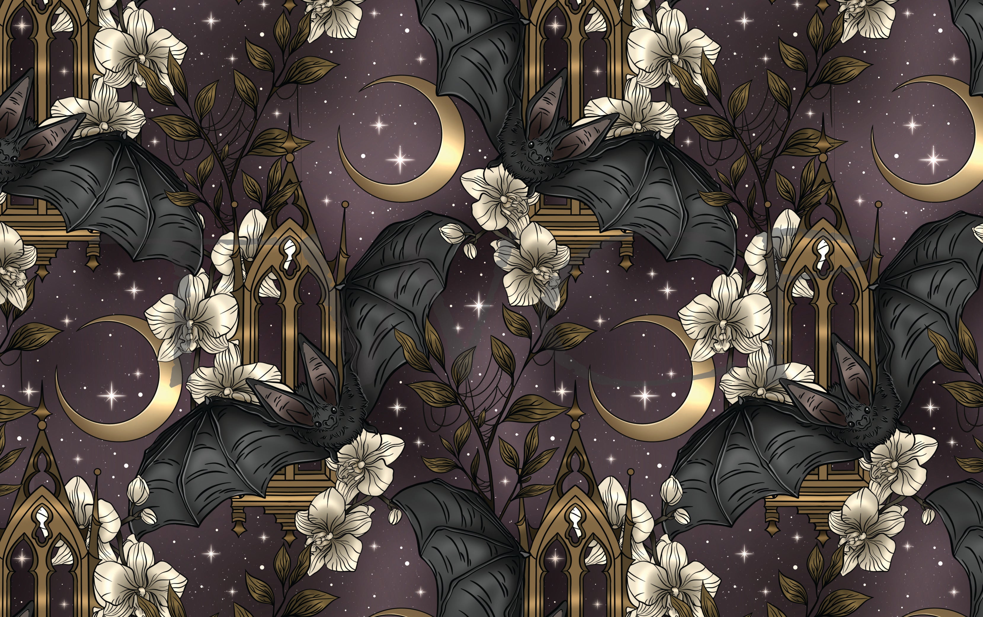 Whimsy Pixie Designs - Midnight Bats Green Plum