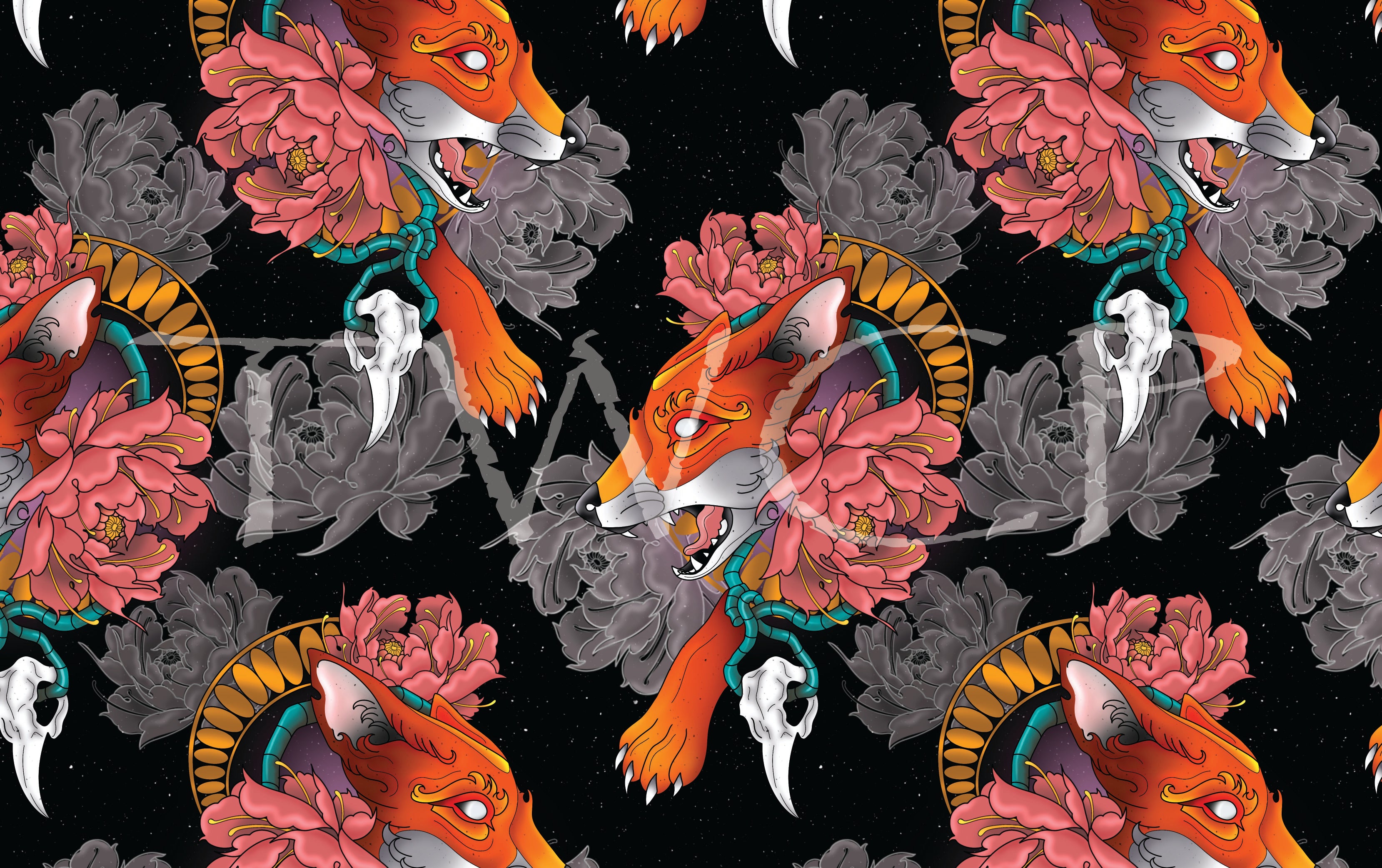 Whimsy Pixie Designs - Neo Traditional Fox Black