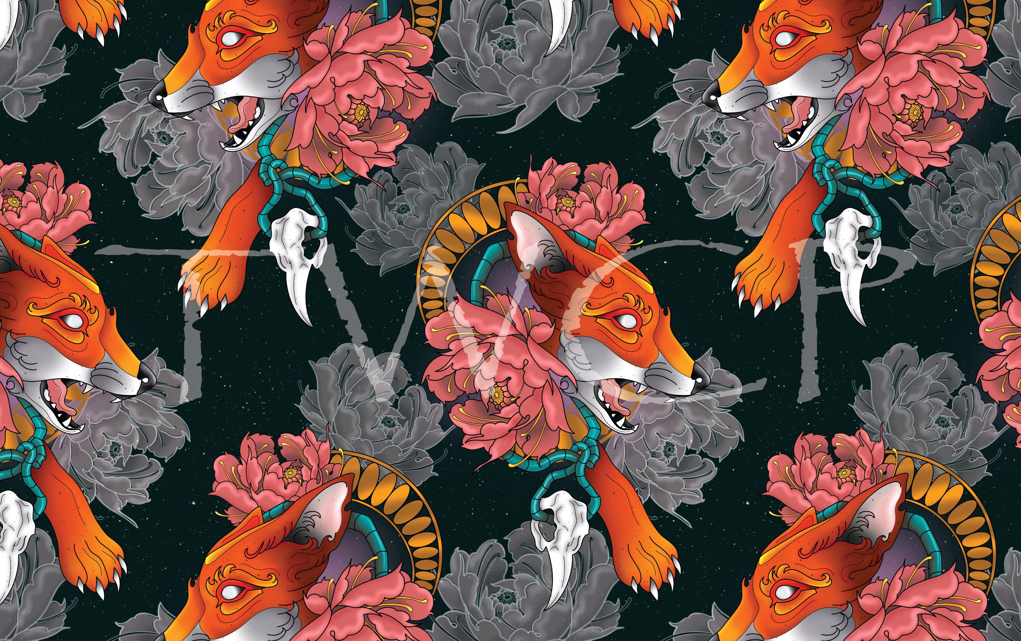 Whimsy Pixie Designs - Neo Traditional Fox Teal