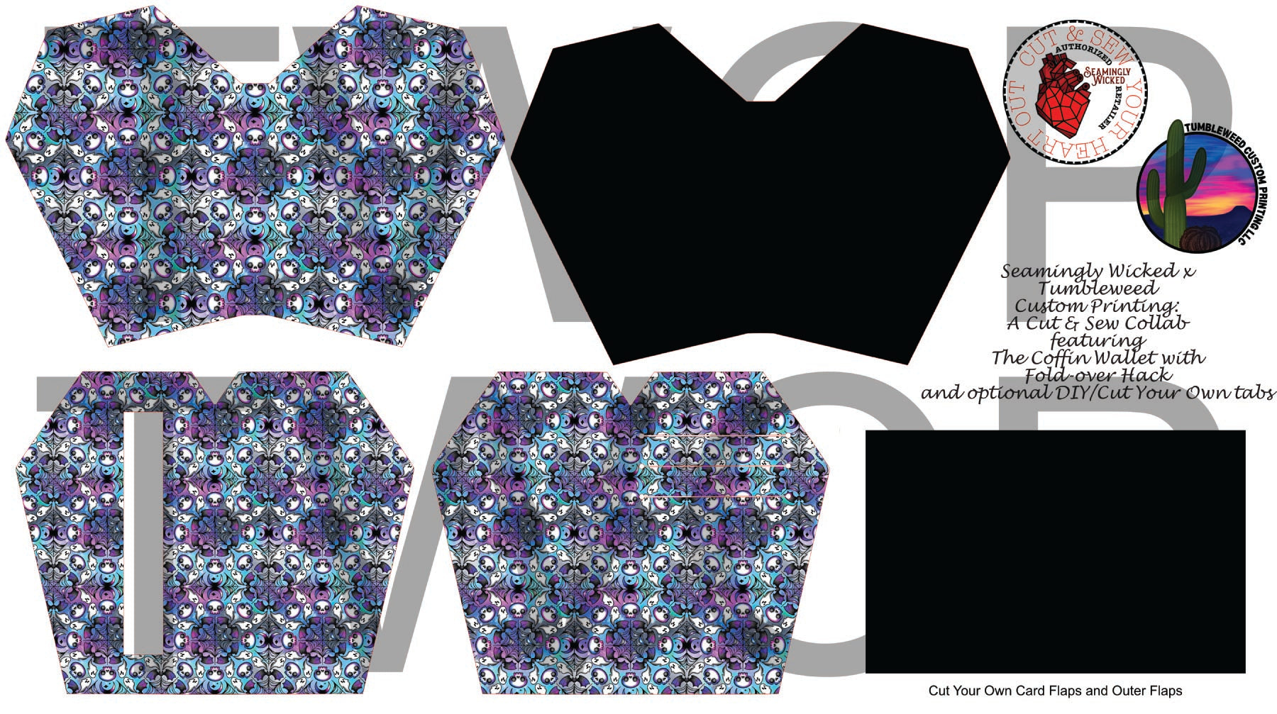 Seamingly Wicked - Claudia Bifold Wallet - Spookdala Blue & Purple