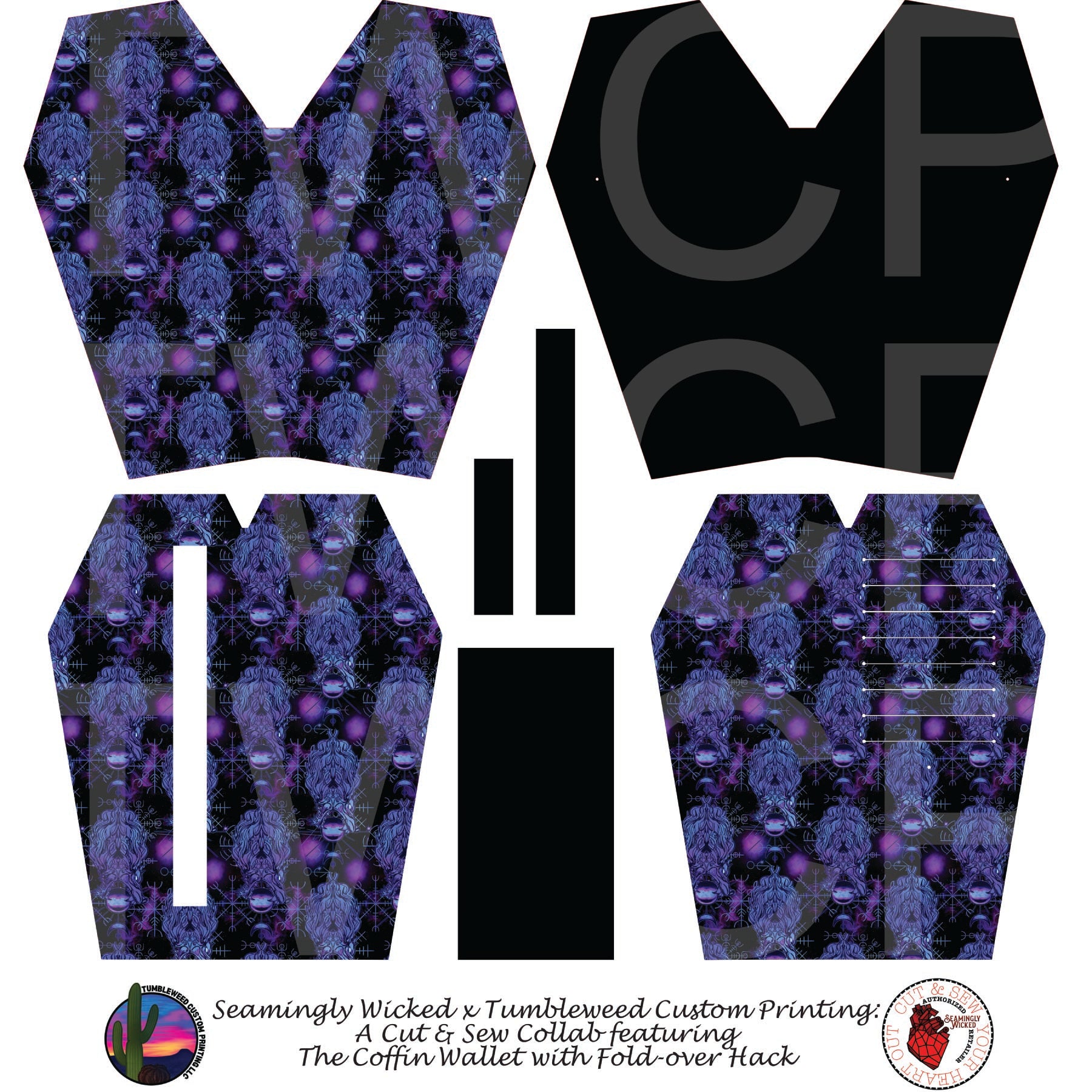 Seamingly Wicked - Coffin Wallet - Viking Wolf Purple