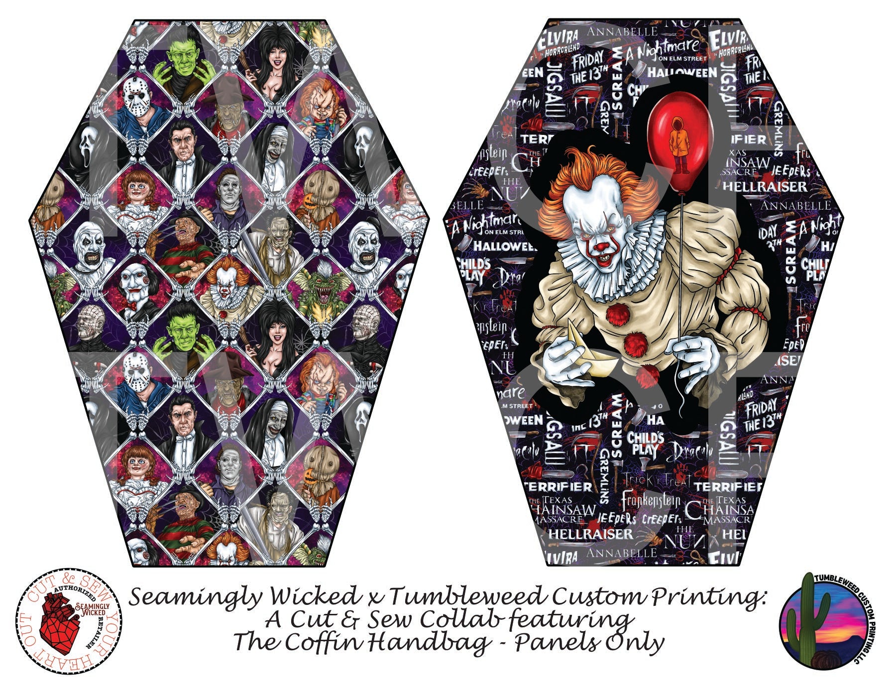 Seamingly Wicked - Coffin Handbag - Scary Clown