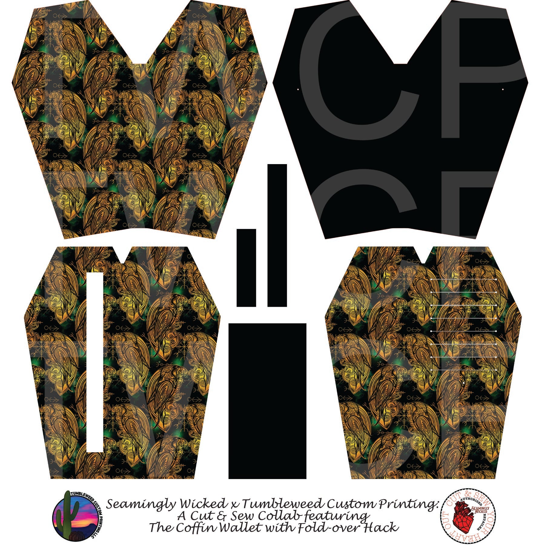 Seamingly Wicked - Coffin Wallet - Viking Raven Gold